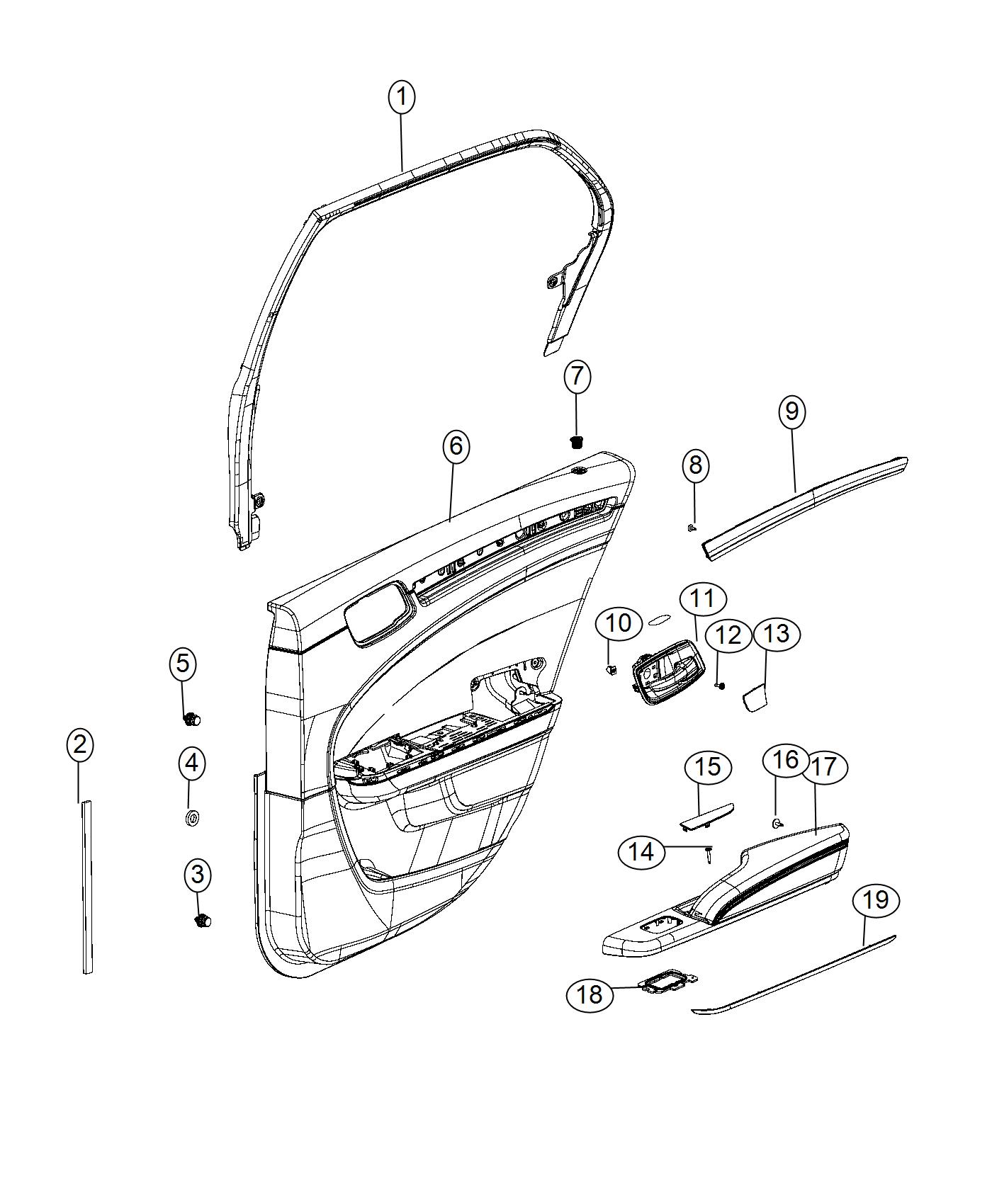 Diagram Rear Door Trim Panels. for your Chrysler 300  