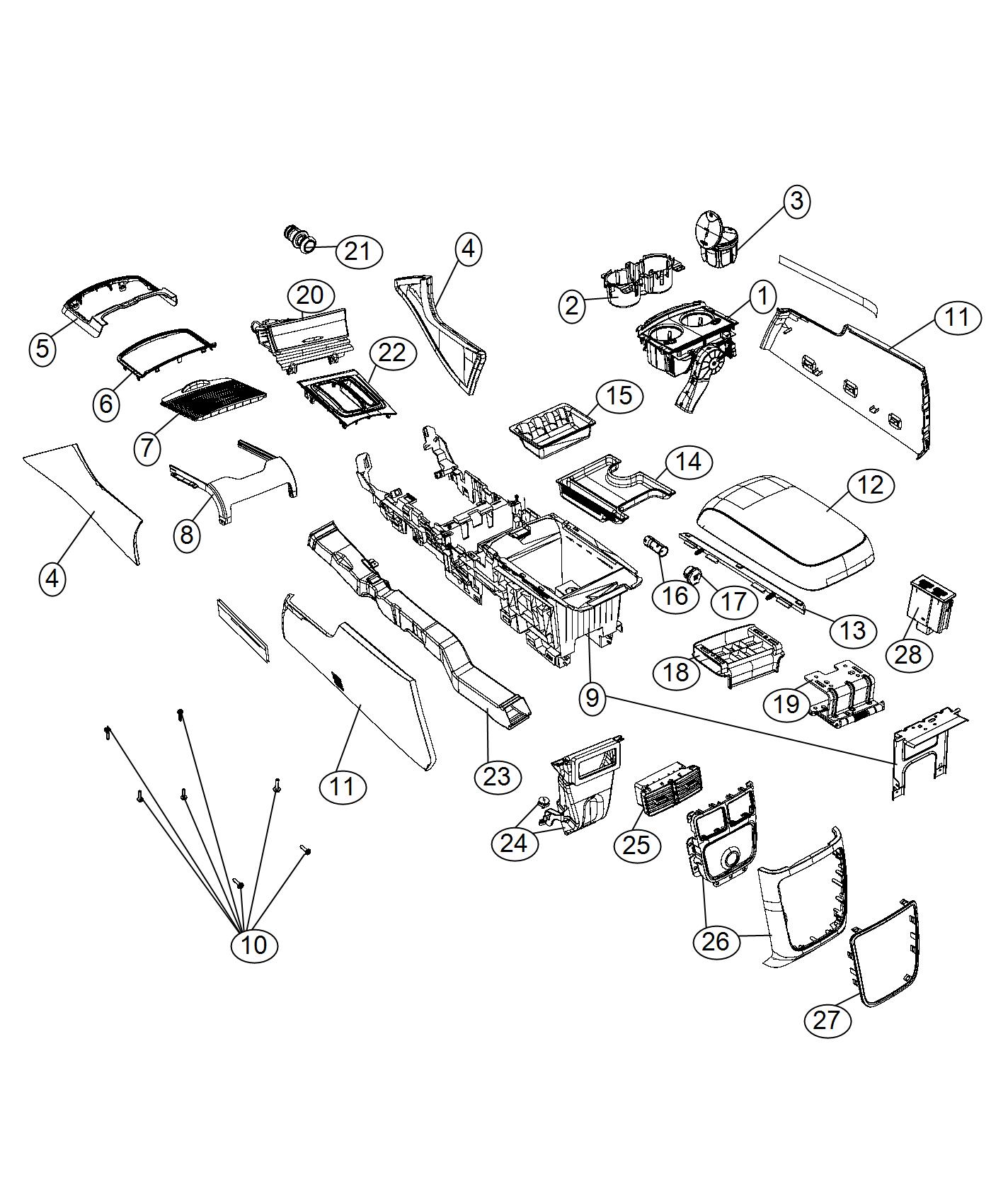 Diagram Floor Console. for your 2002 Chrysler 300  M 