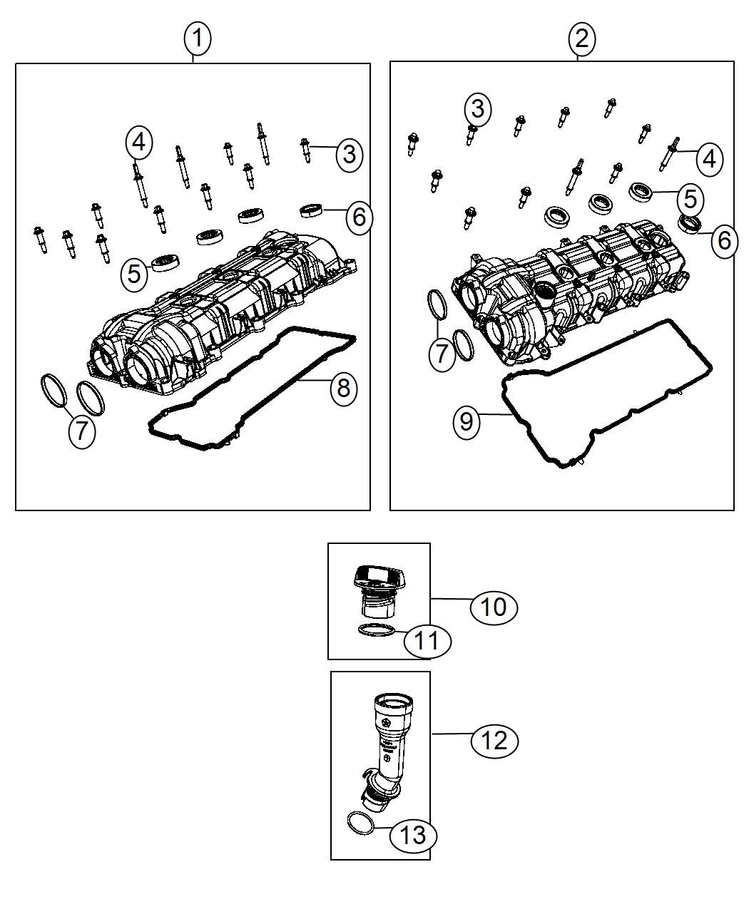 Diagram Cylinder Head Covers 3.6L. for your 2017 Chrysler 300 S  