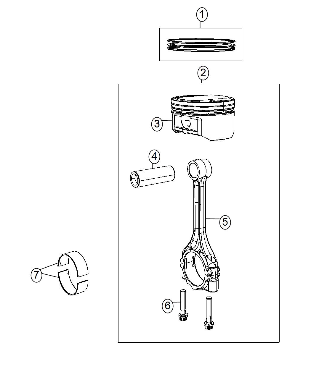 Diagram Pistons, Piston Rings, Connecting Rods, And Connecting Rod Bearings 6.4LWith MDS. for your Chrysler