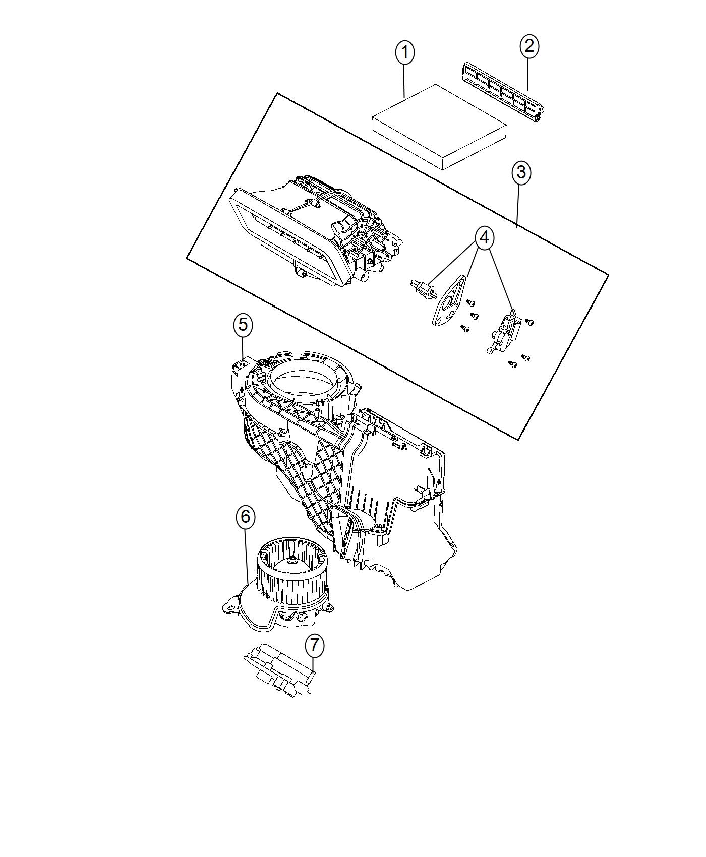 Diagram Blower Inlet Housing And Related Parts. for your 2000 Chrysler 300  M 