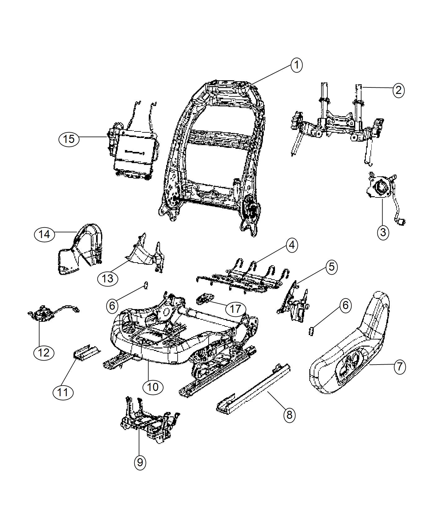 Adjusters, Recliners and Shields - Driver Seat - Power. Diagram