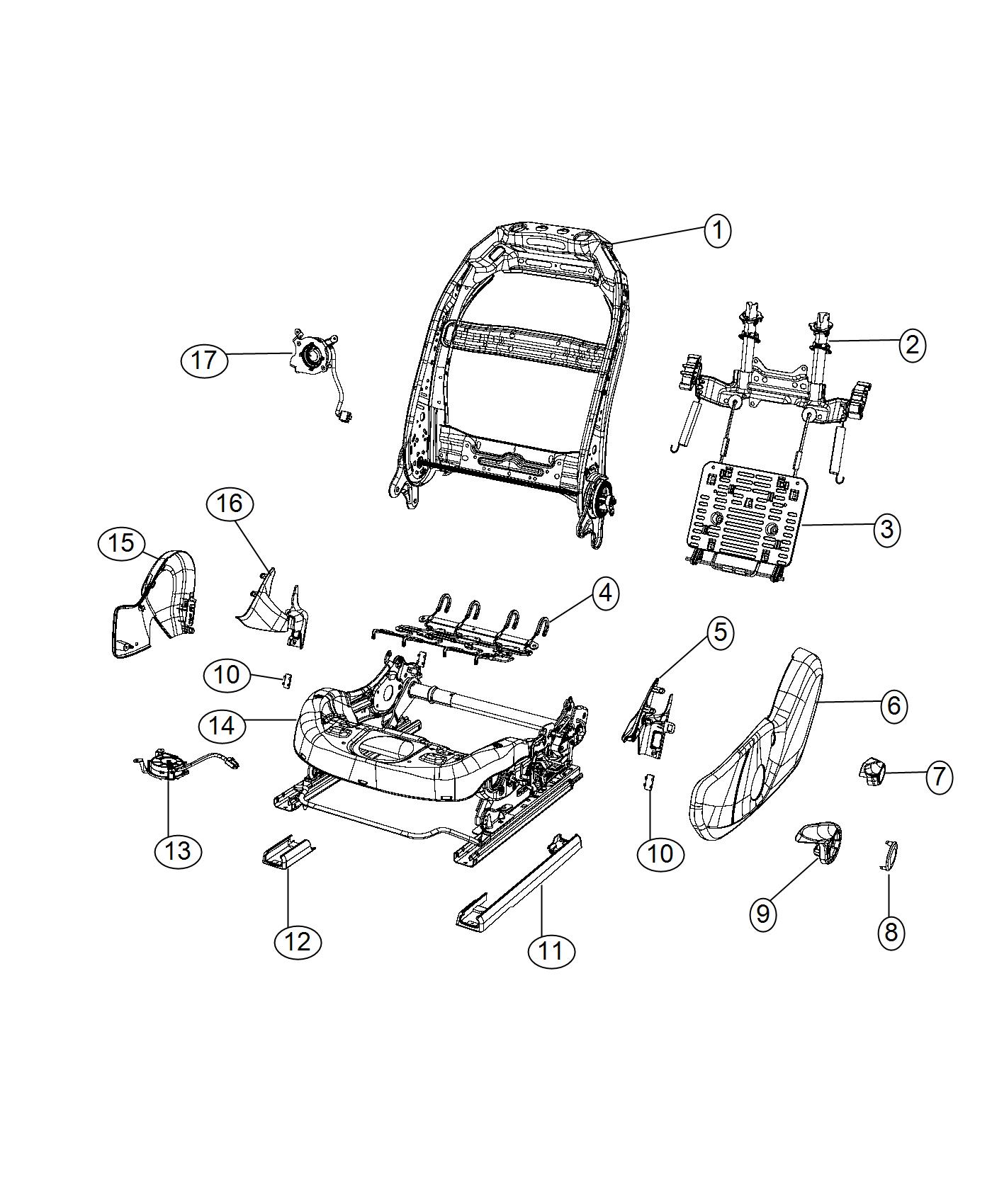 Adjusters, Recliners and Shields - Driver Seat - Manual. Diagram