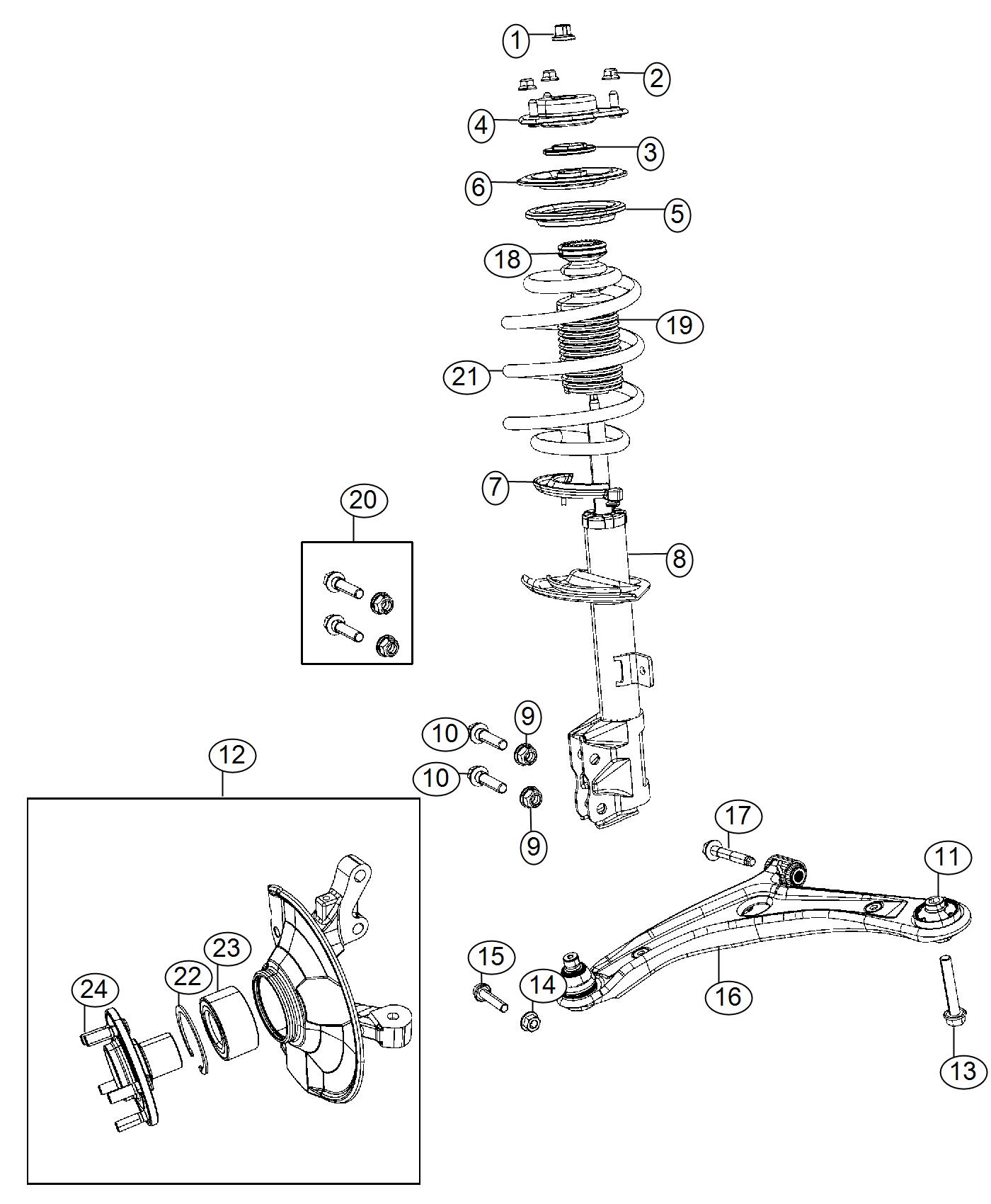 Diagram Suspension, Front. for your Jeep Compass  