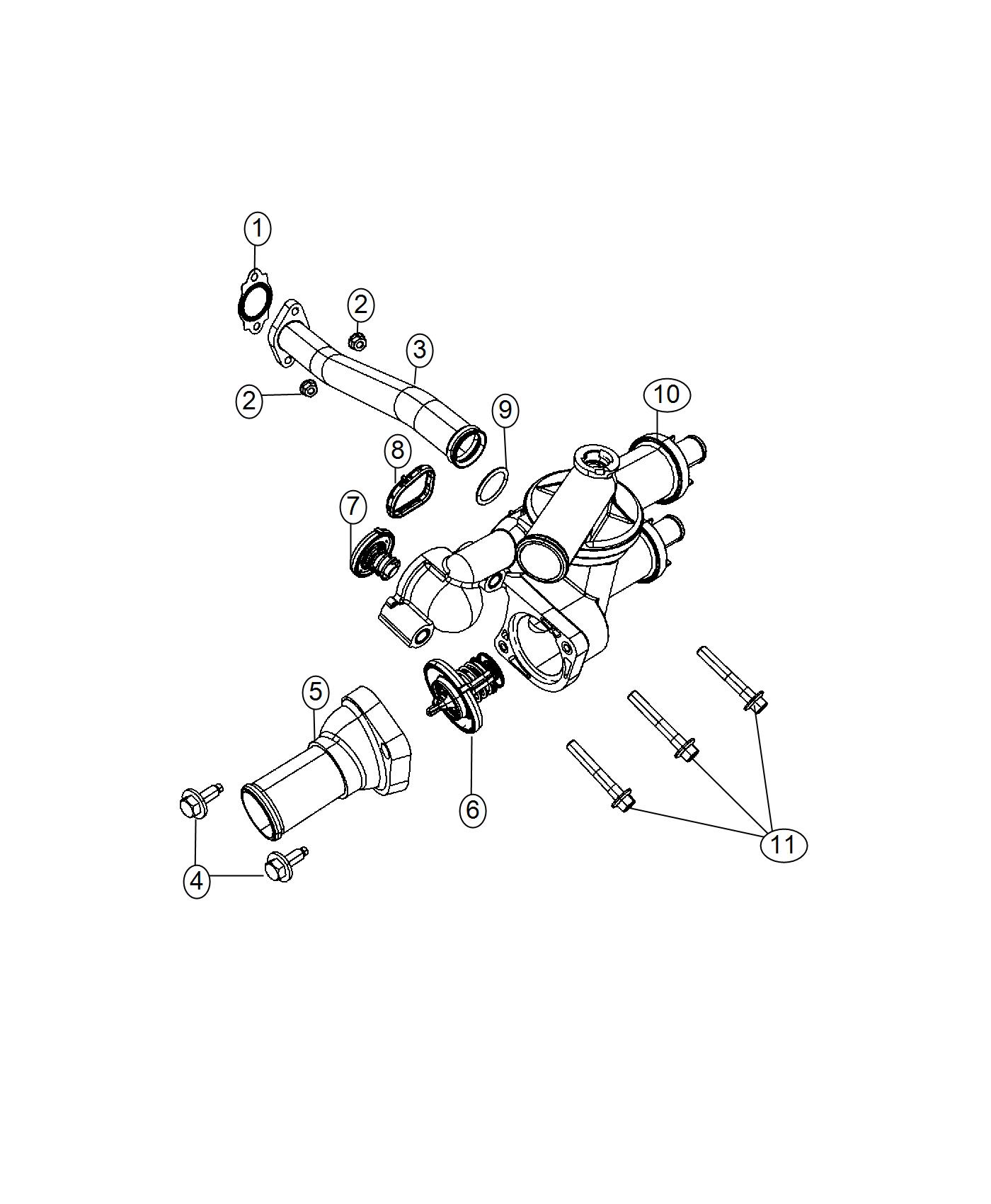 Diagram Thermostat and Related Parts. for your 2021 Jeep Wrangler   