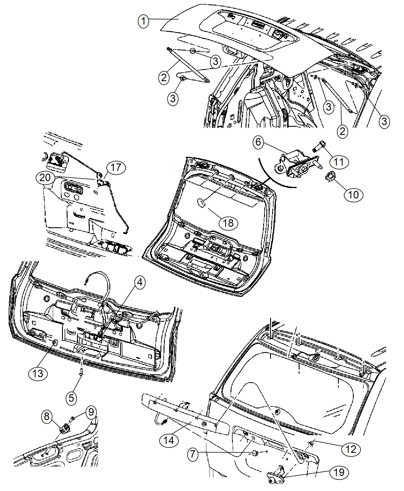 Diagram Liftgate, Compass. for your Jeep Compass  