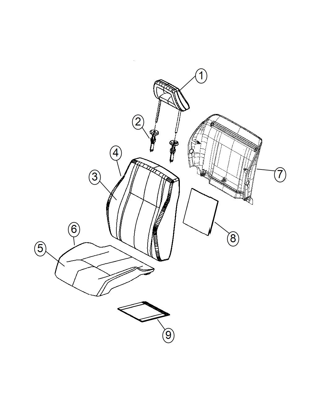 Diagram Front Seat - Bucket - Trim Code [AL]. for your 2003 Chrysler 300  M 