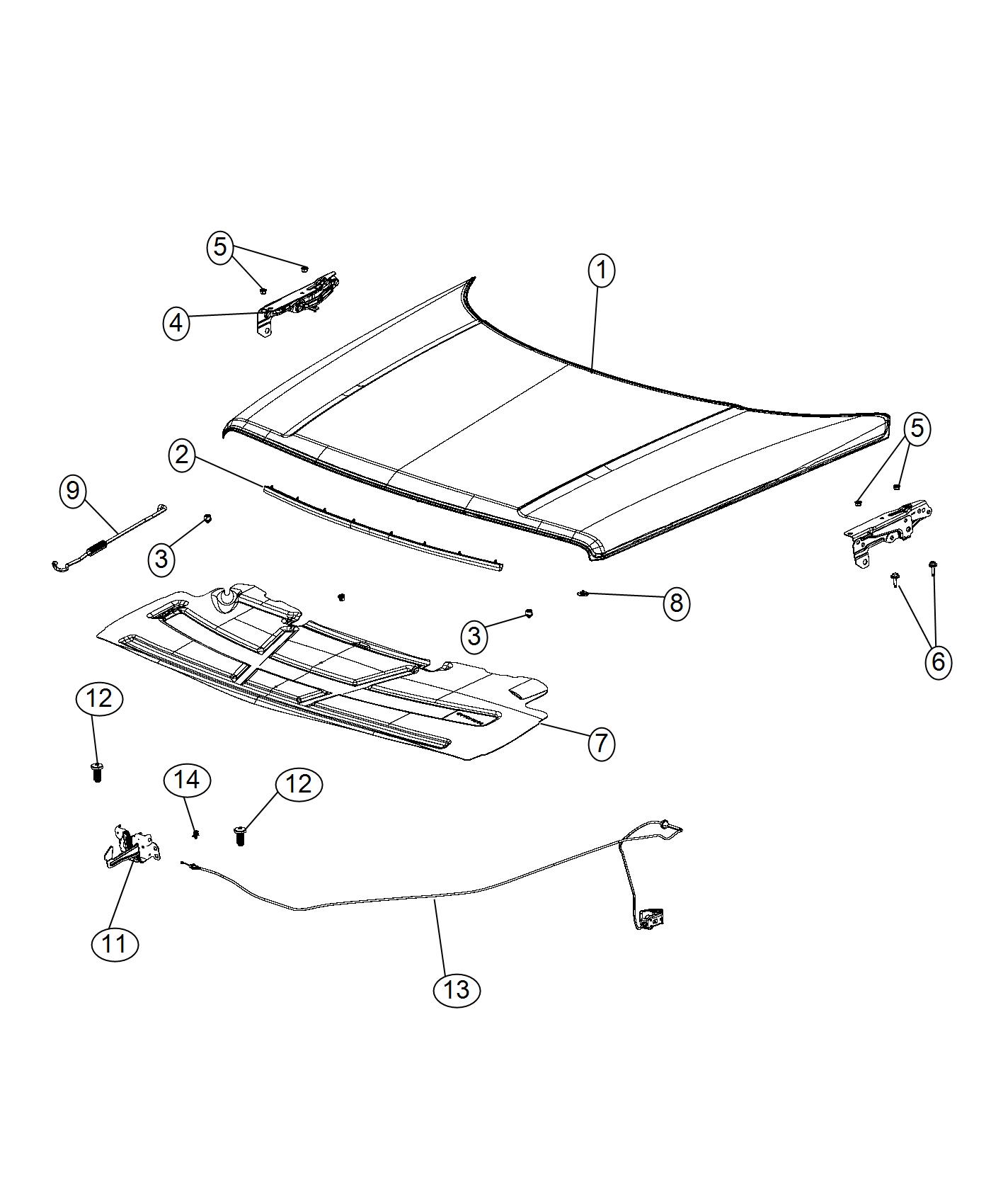 Diagram Hood and Related Parts - Patriot. for your 2020 Jeep Wrangler   