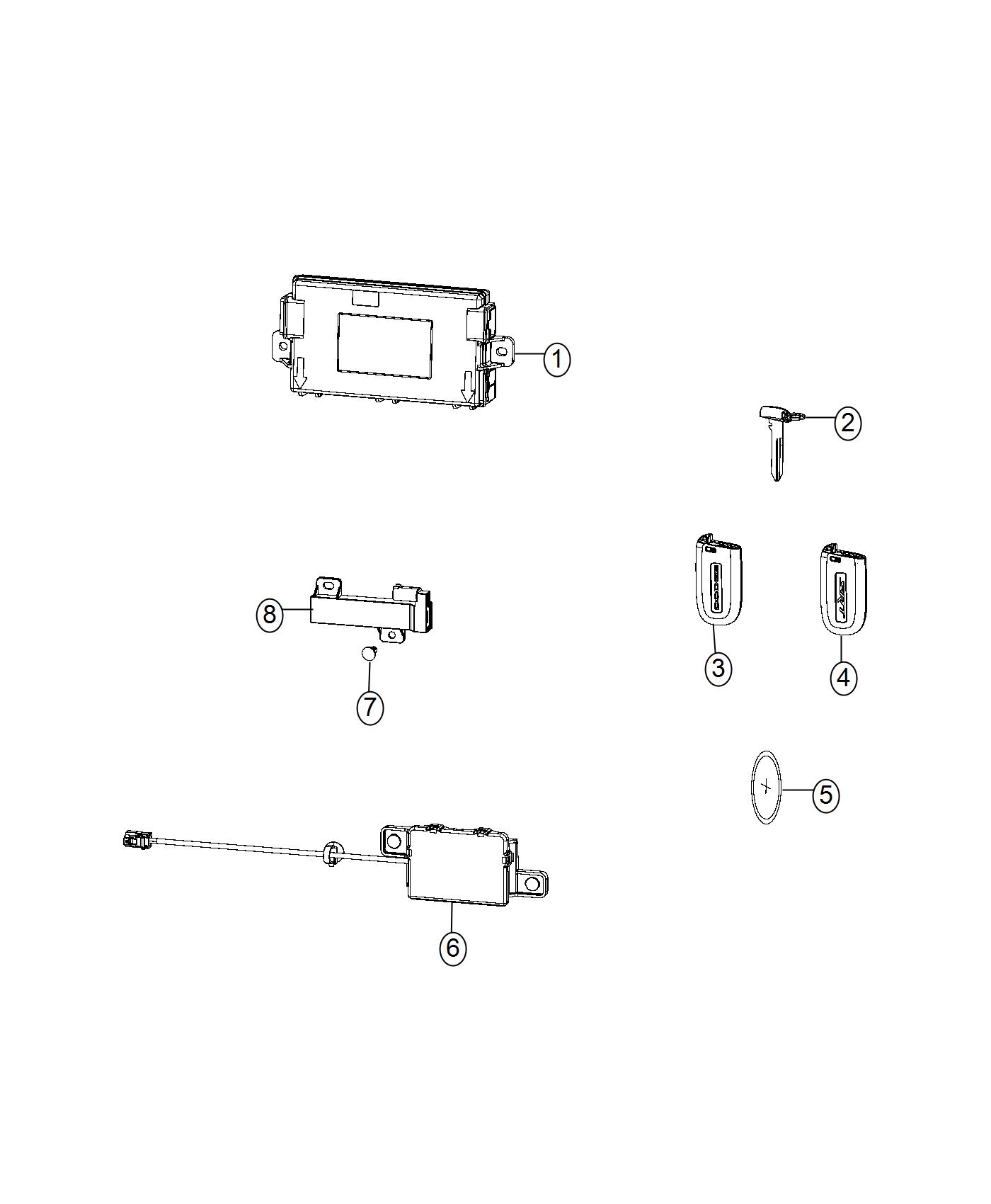 Receiver Modules, Keys, and Key FOBs. Diagram