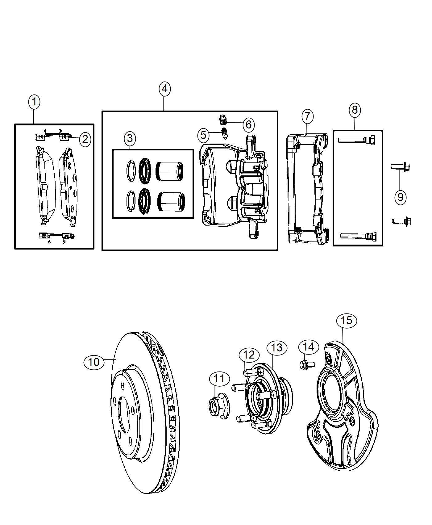 Diagram Brakes, Front, AWD. for your Dodge