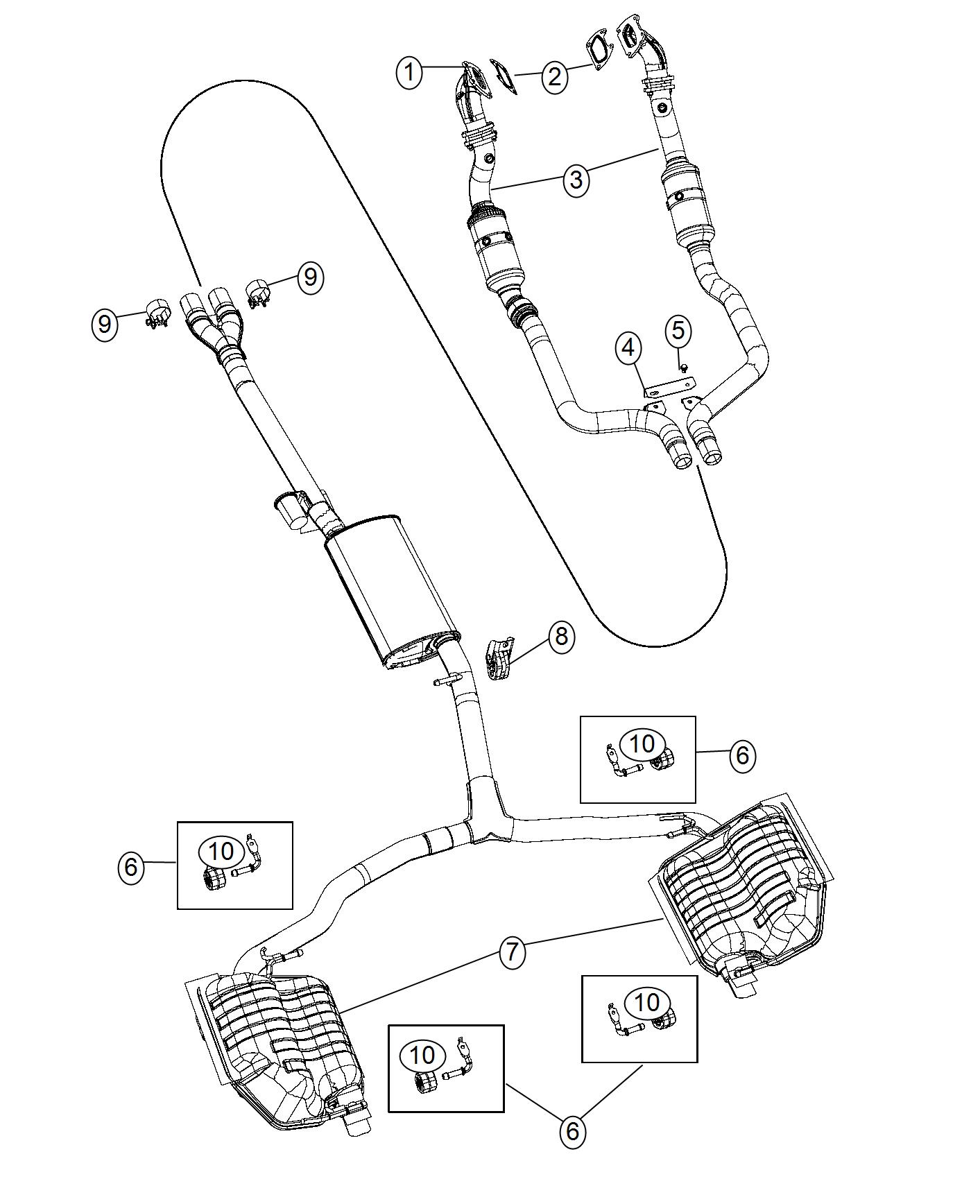 Diagram Exhaust System 3.6L Single [3.6L V6 24V VVT Engine]. for your Chrysler 300  M