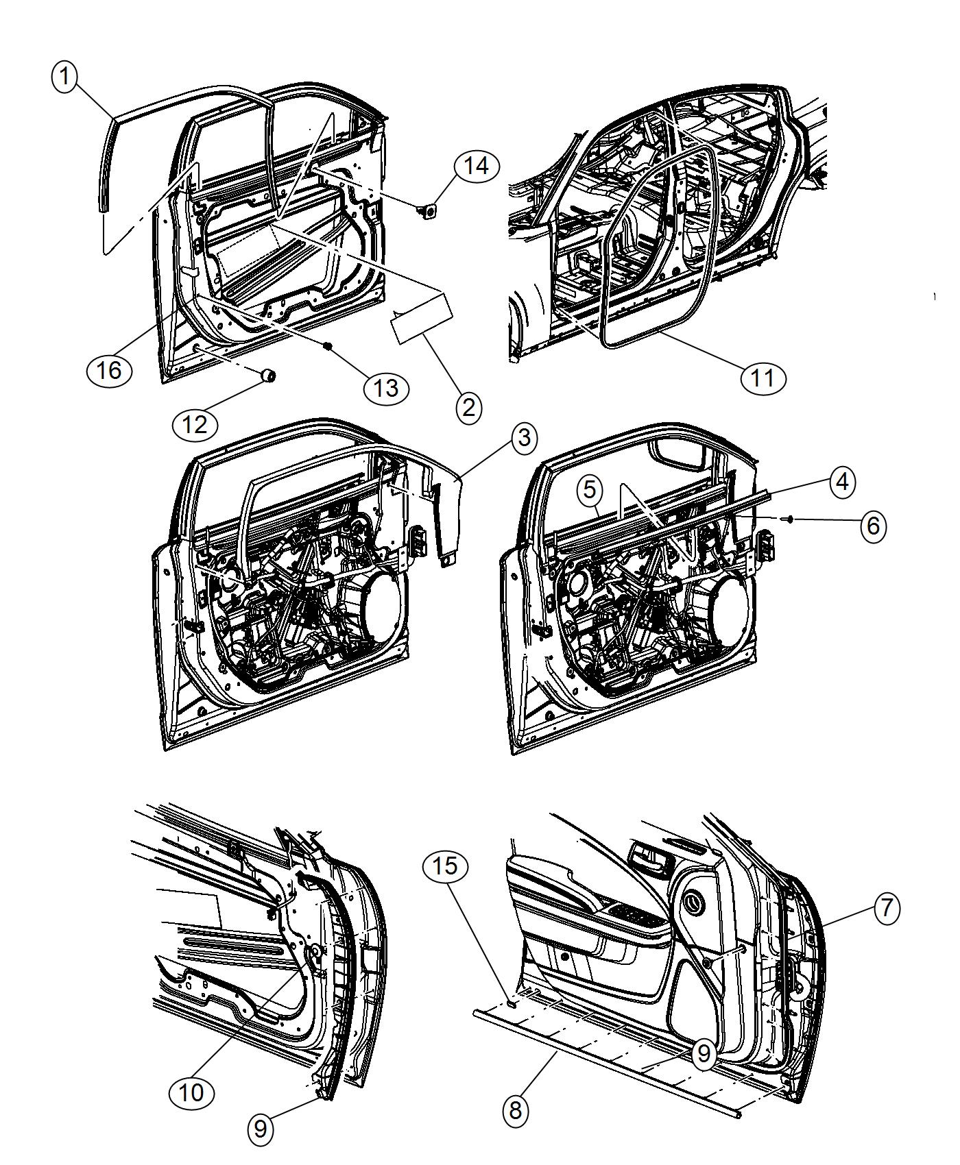 Weatherstrips, Front Door. Diagram