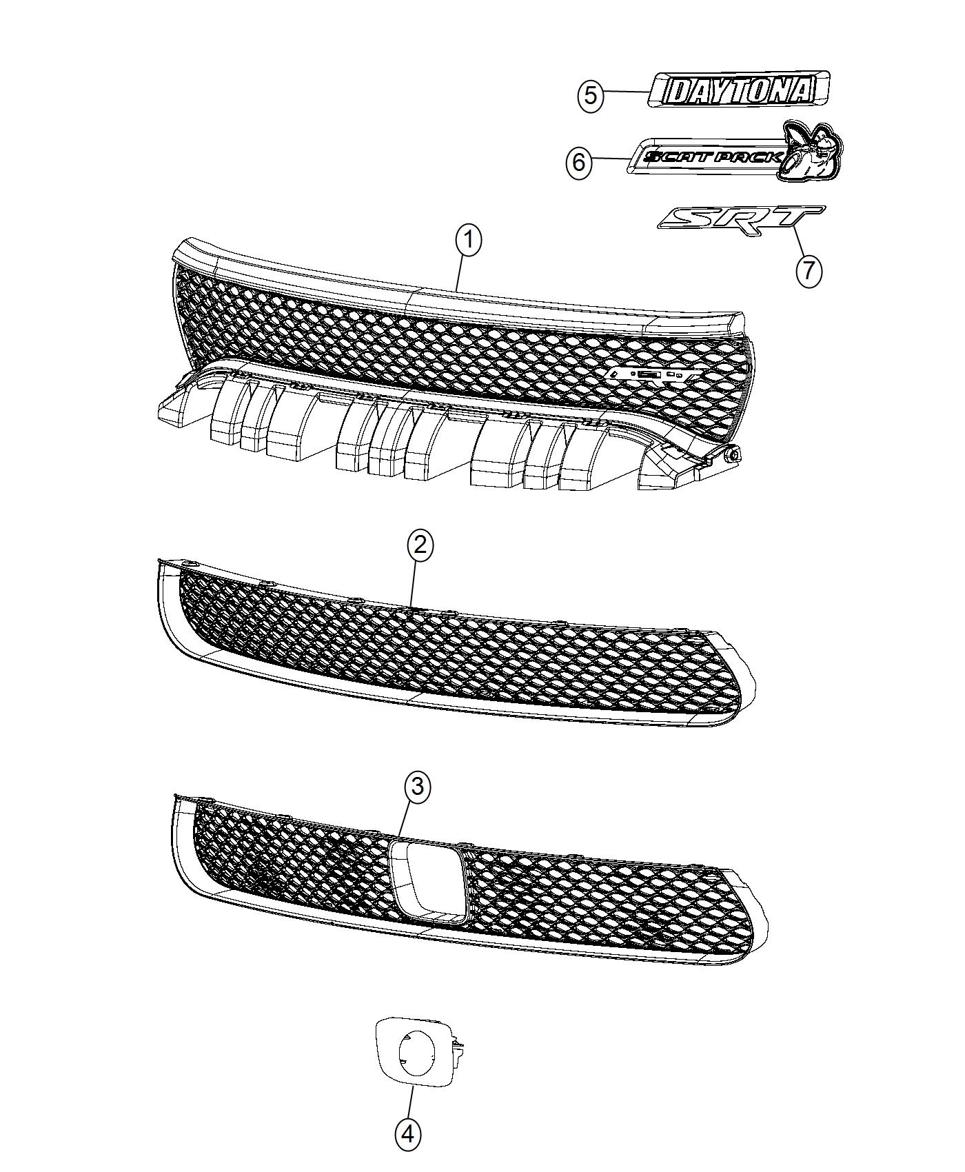 Diagram Grilles and Related Items, SRT, Scat Pack and Daytona. for your Dodge Charger  