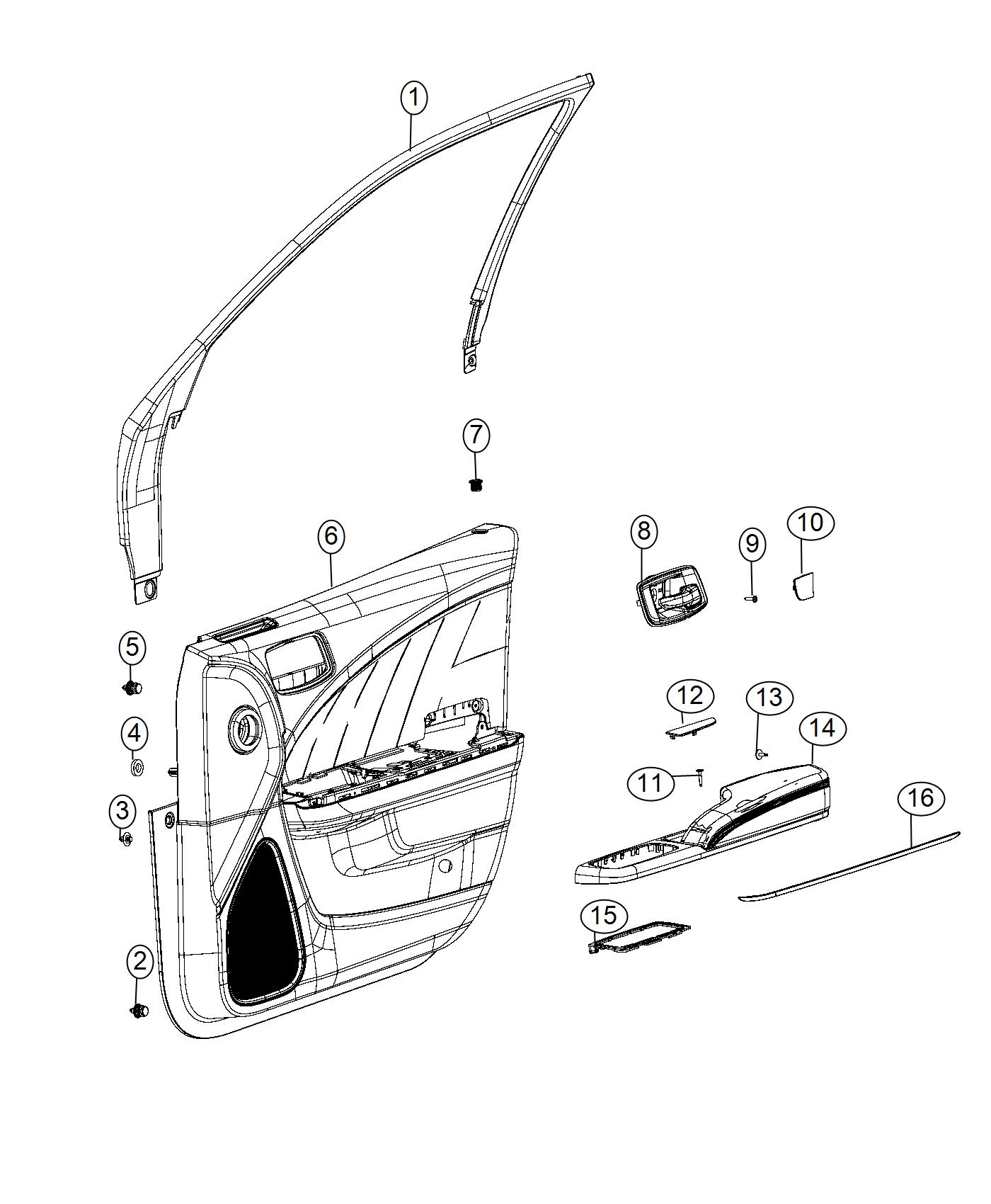 Diagram Front Door Trim Panels. for your Dodge Charger  