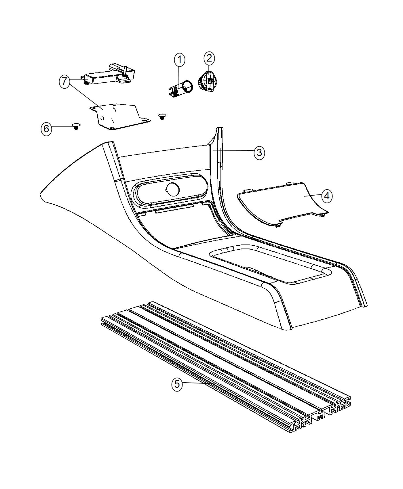 Diagram Floor Console Front - Sales Code [Mini Floor Console]. for your 2018 Dodge Grand Caravan   