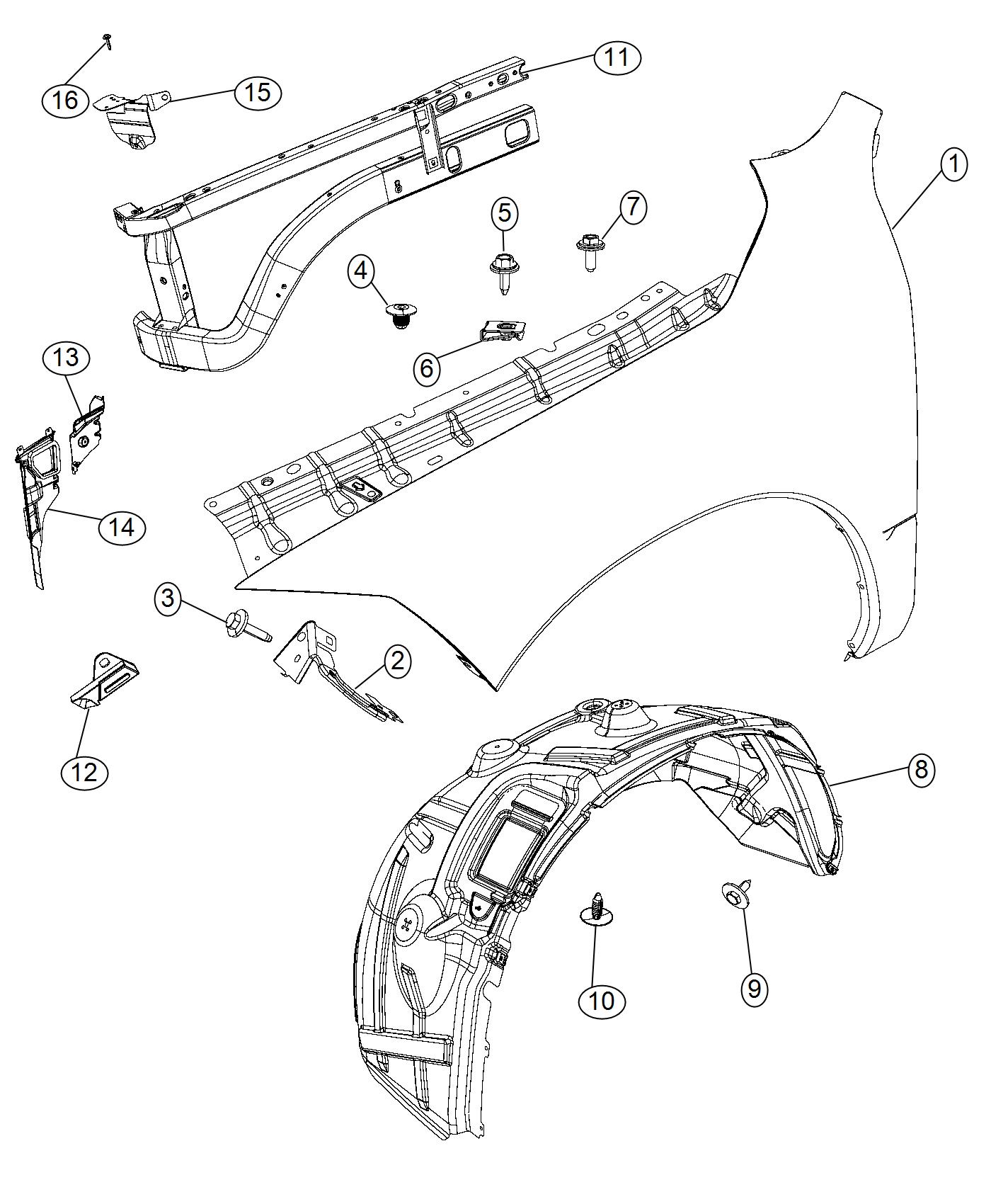 Diagram Front Fender. for your Ram 2500  