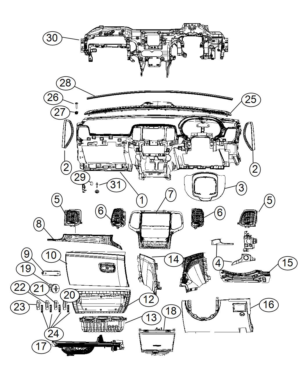 Diagram Instrument Panel - RHD. for your Jeep