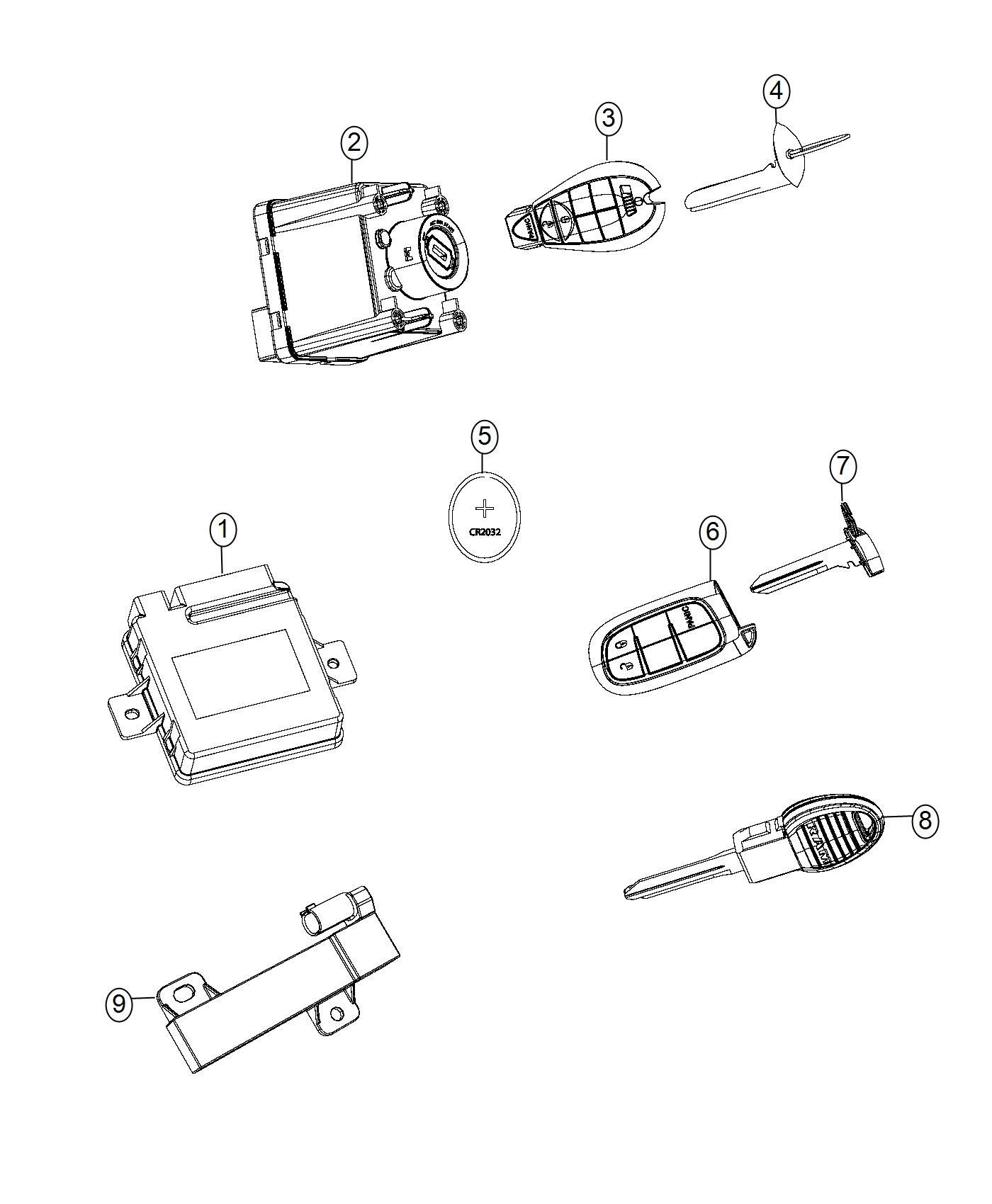 Modules, Receivers, Keys, And Key FOBs. Diagram