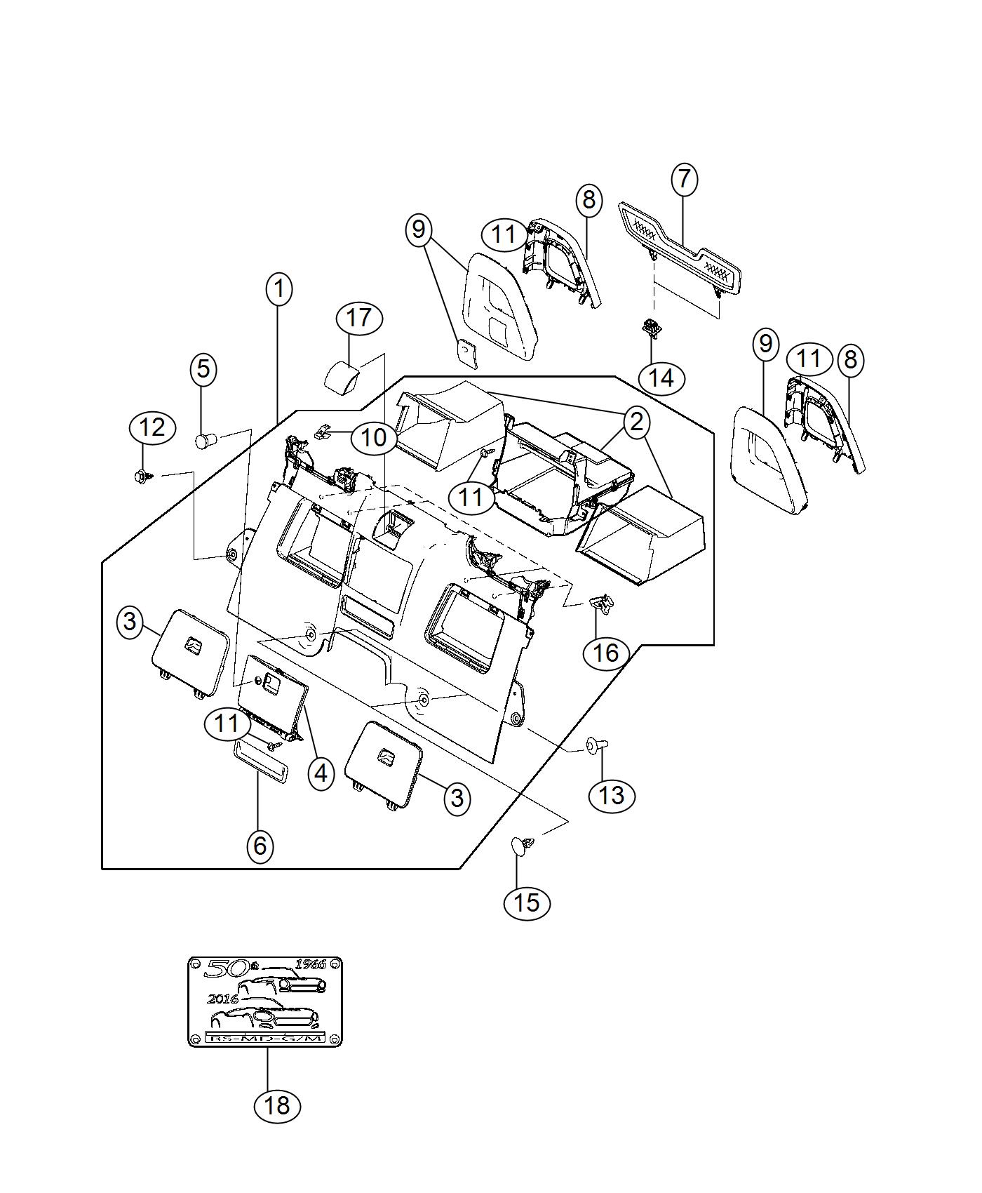 Diagram Bins, Covers - Passenger Compartment. for your 2004 Chrysler 300  M 