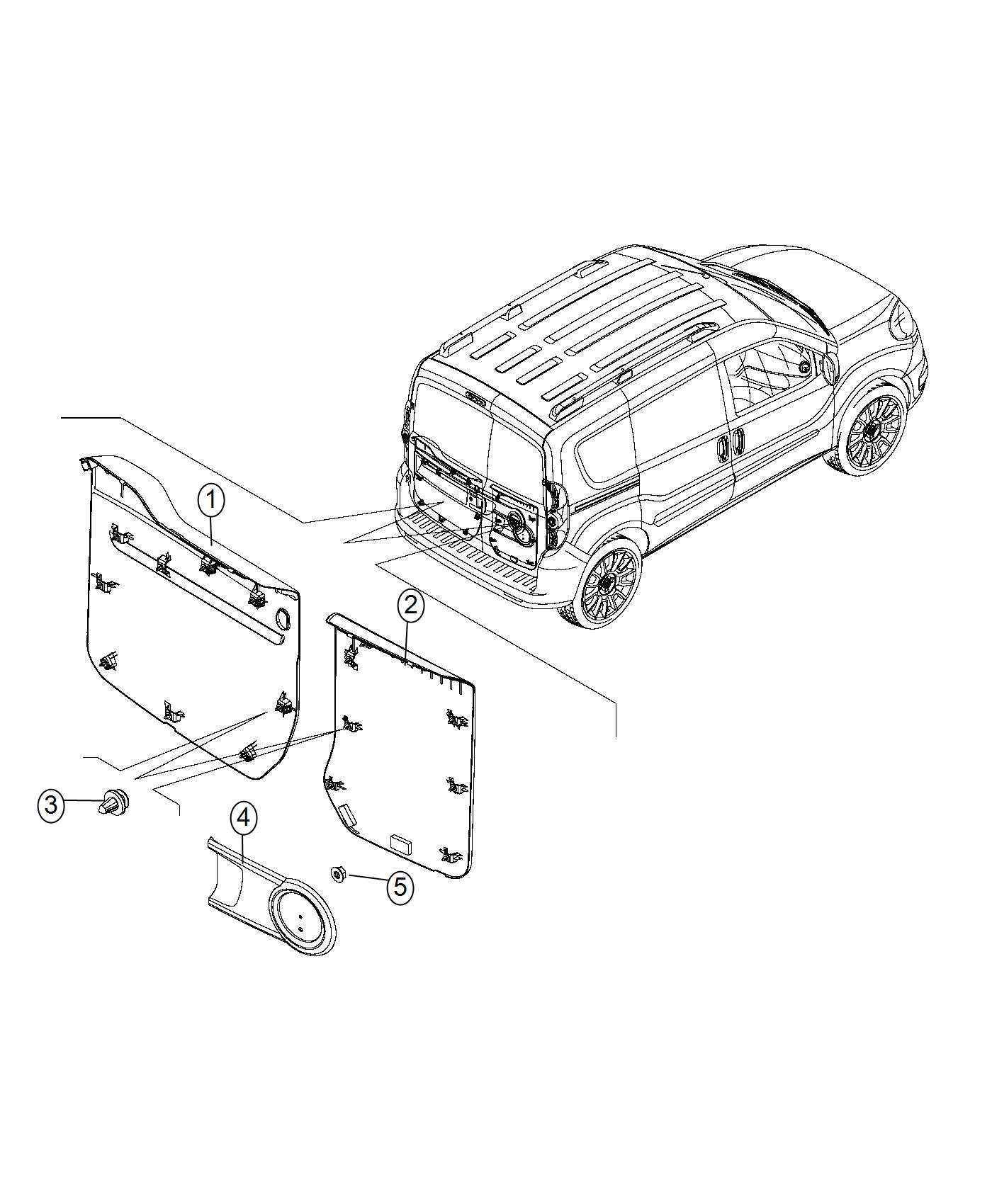 Diagram Rear Cargo Door Trim Panels. for your Ram ProMaster City  