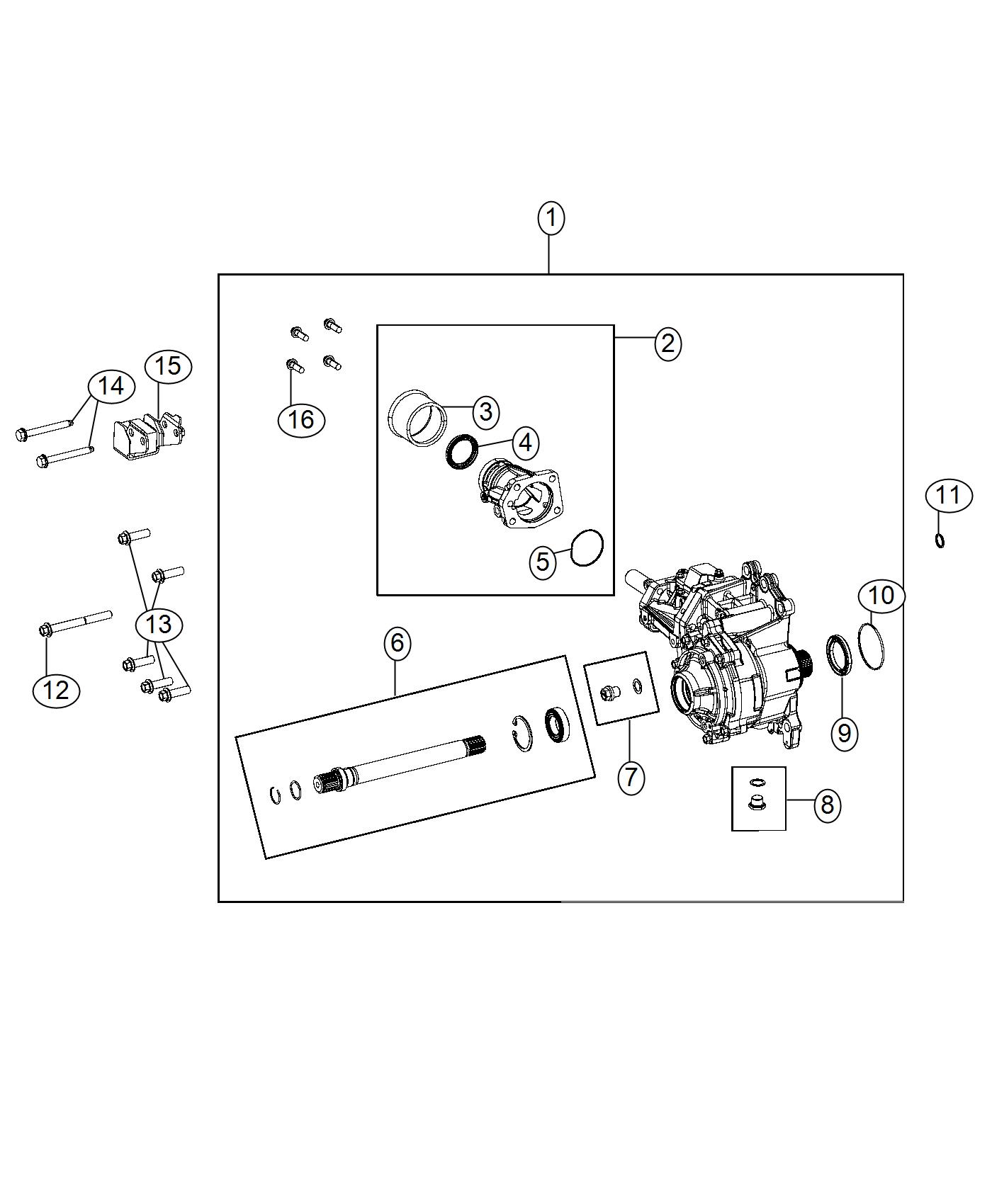 Diagram Power Transfer Unit and Service Parts. for your 2019 Jeep Compass   