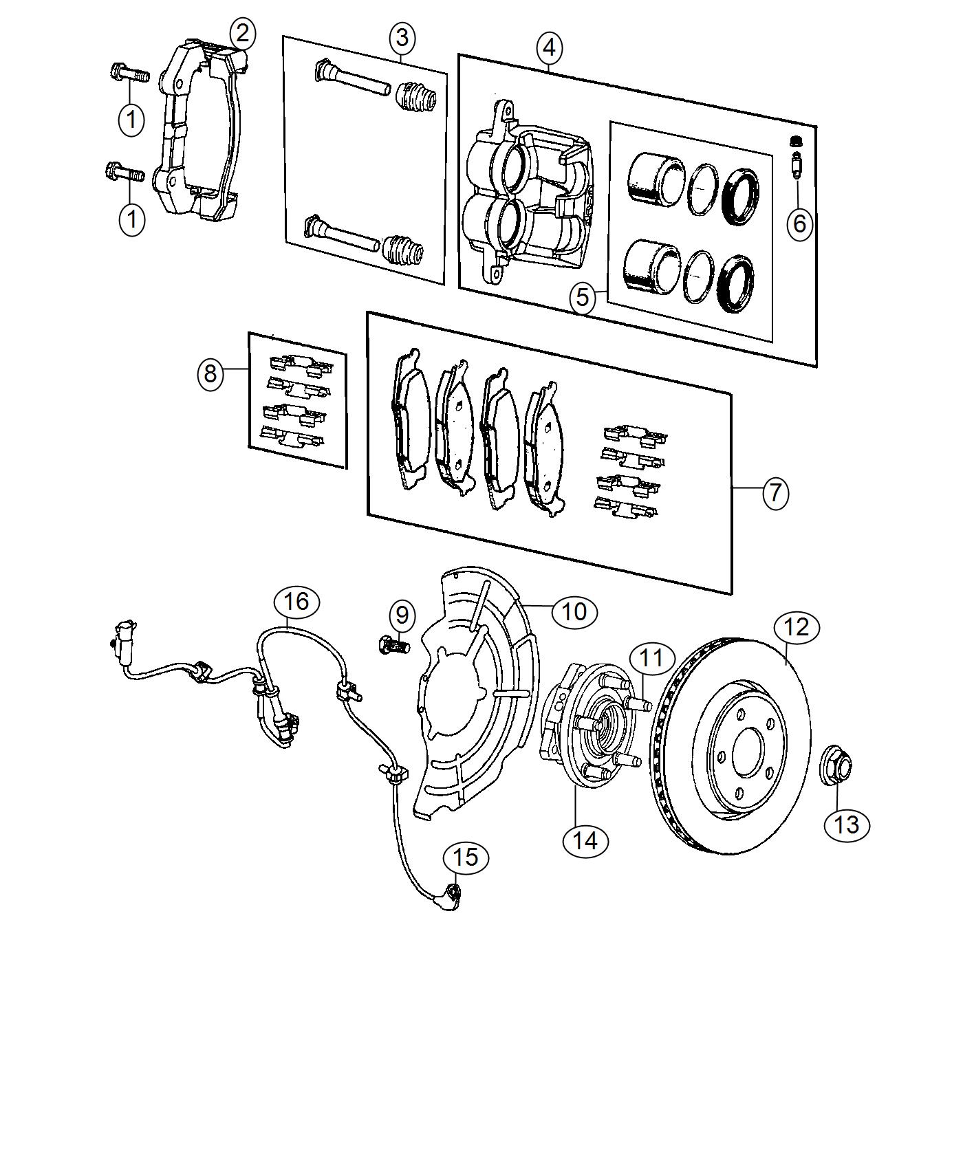 Diagram Brakes, Front. for your 2001 Chrysler 300  M 