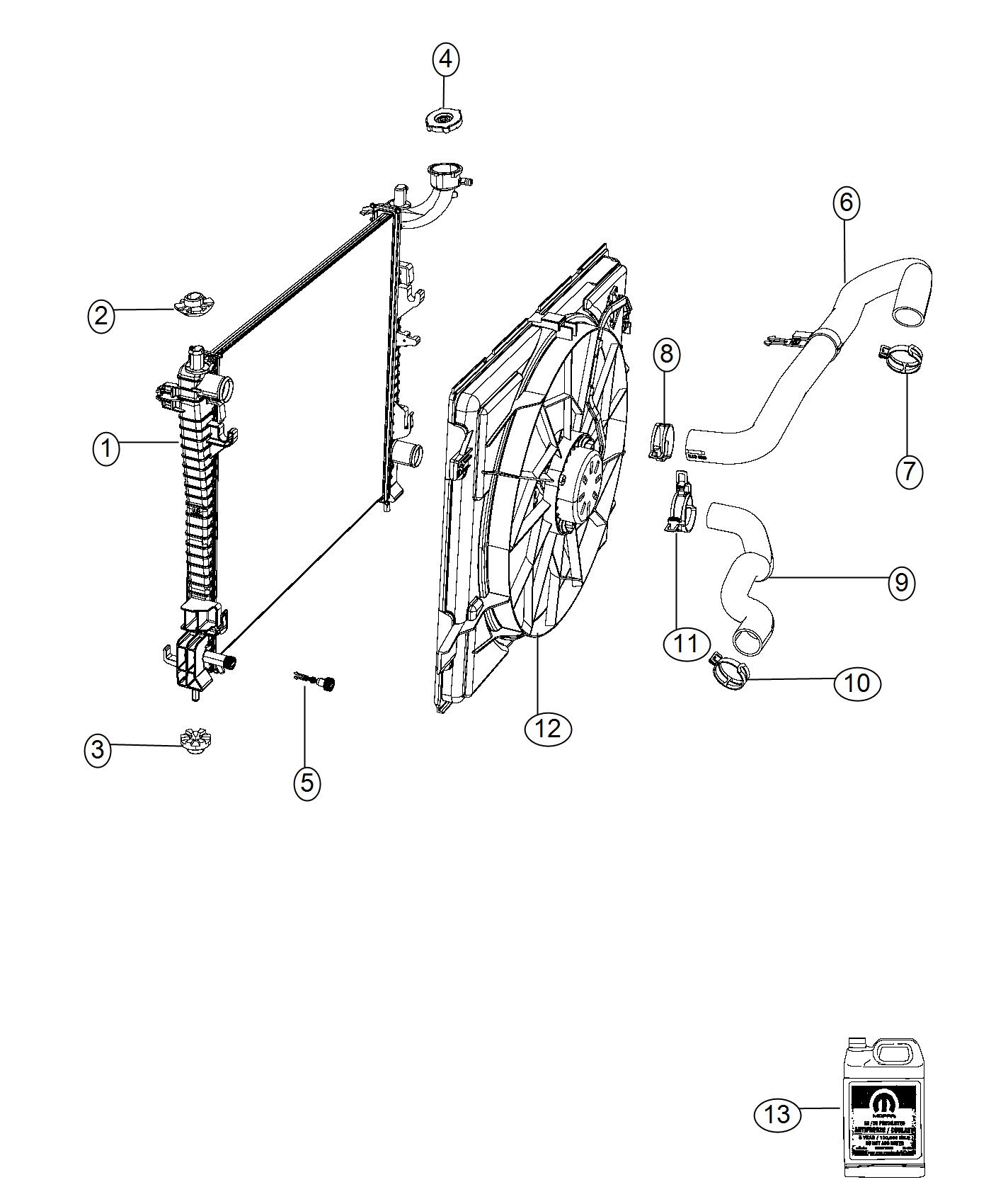 Diagram Radiator and Related Parts. for your Dodge