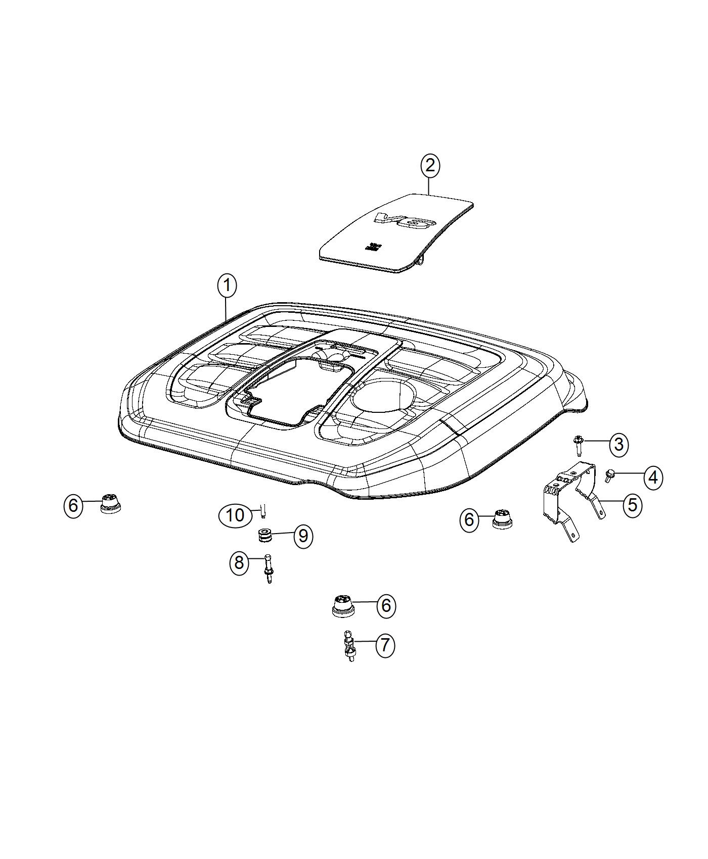 Diagram Engine Cover And Related Parts 3.6L. for your 2020 Dodge Charger   