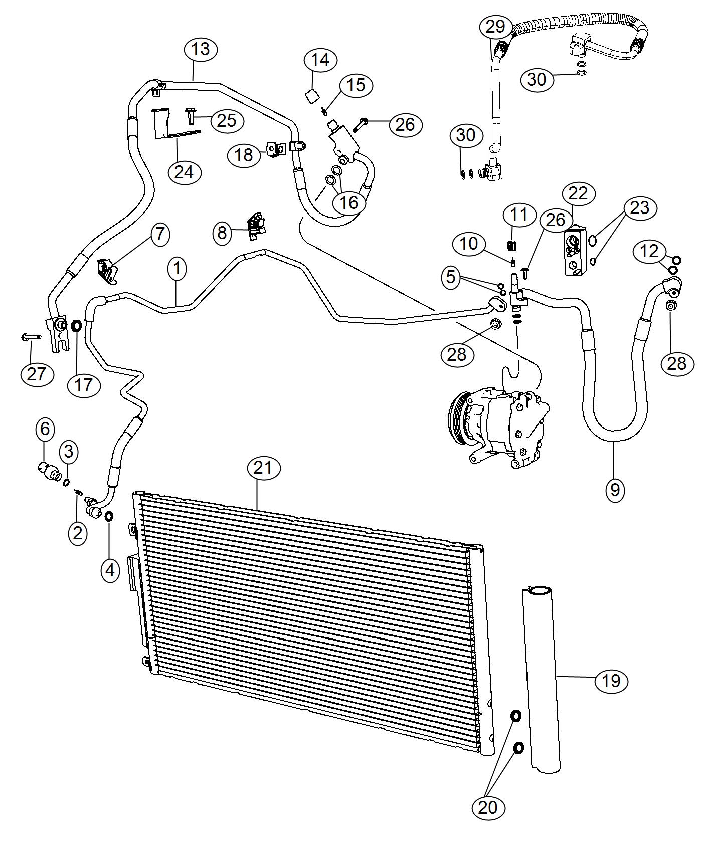 Diagram A/C Plumbing. for your 2020 Fiat 500X   