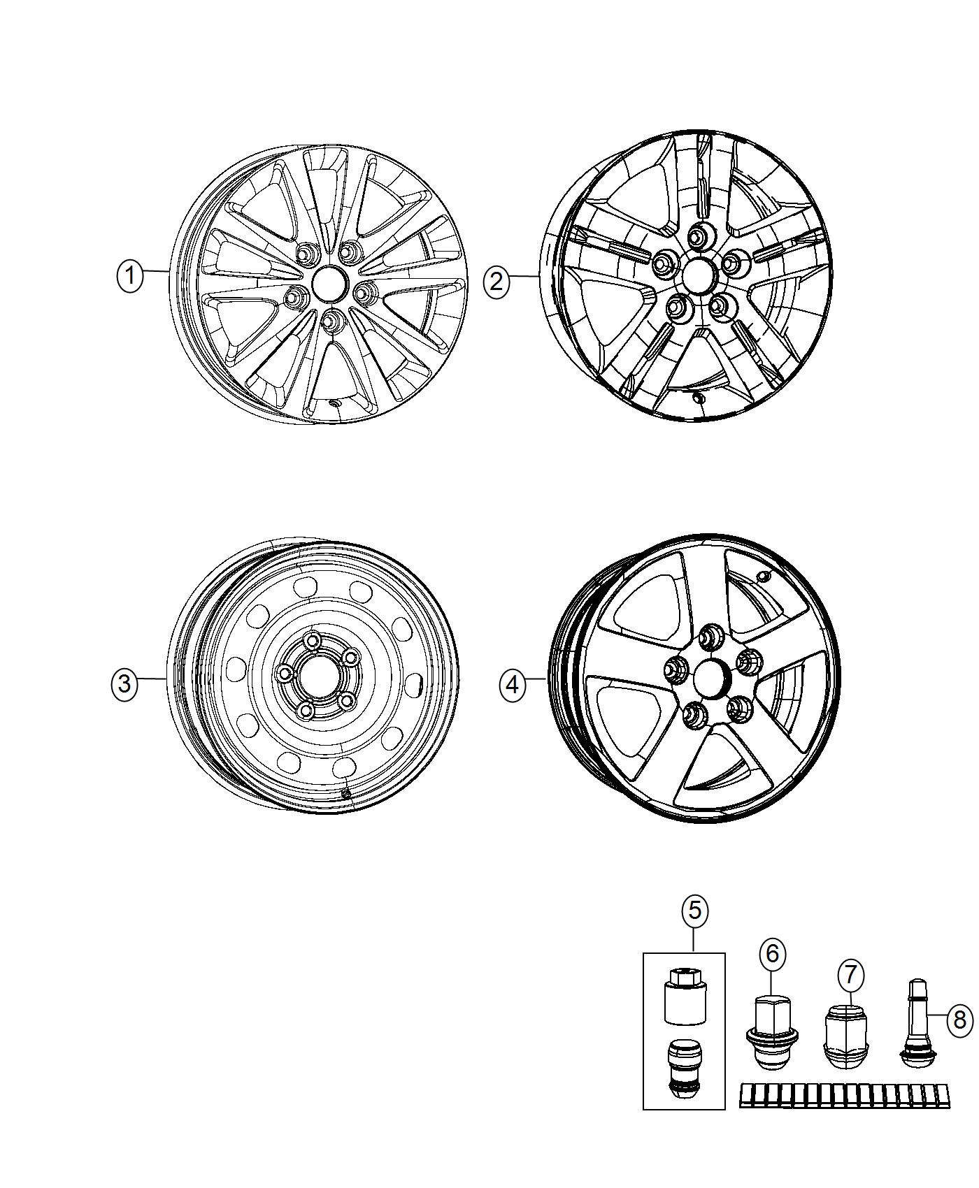 Diagram Wheels and Hardware. for your Dodge