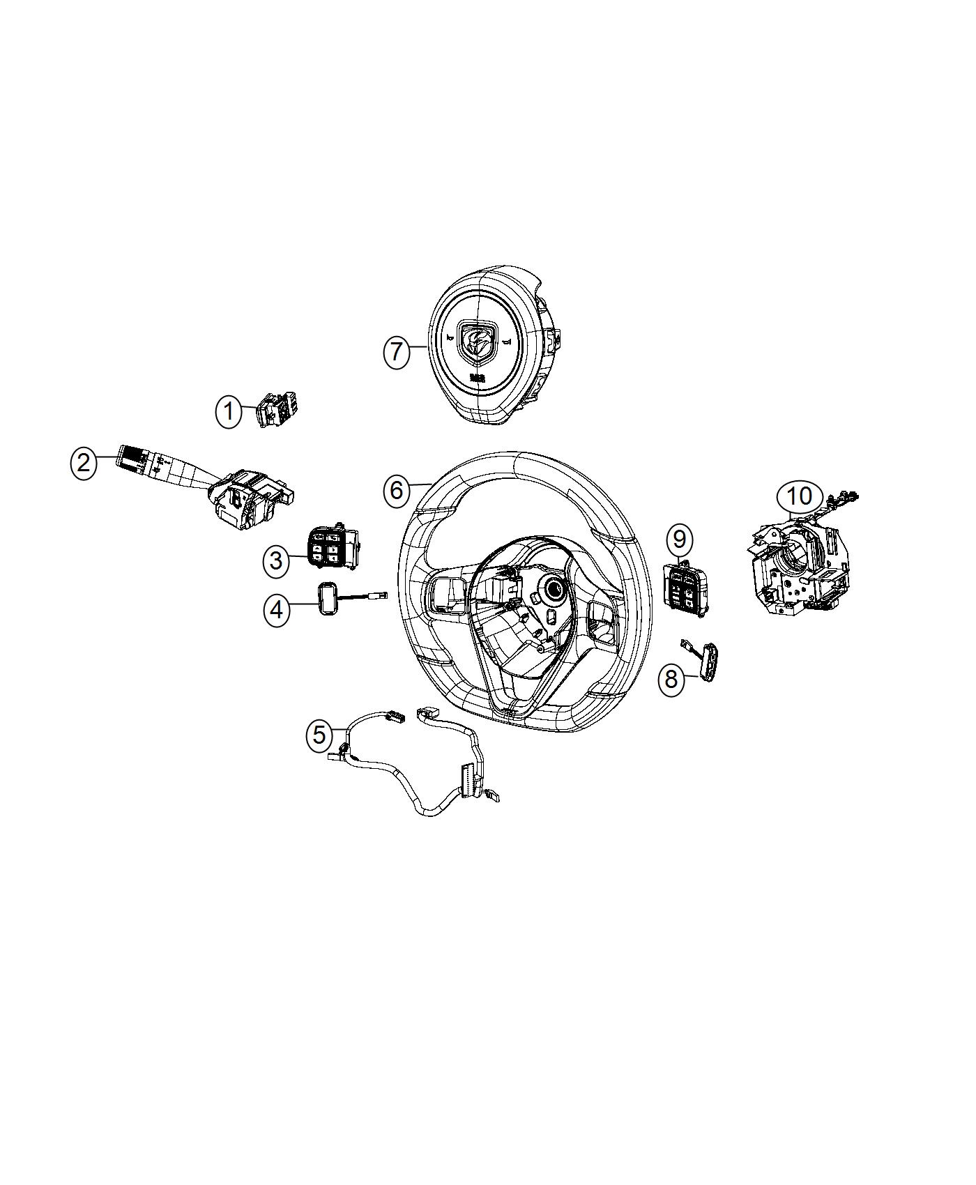 Diagram Switches, Pedal Adjustment and Steering Wheel. for your Dodge