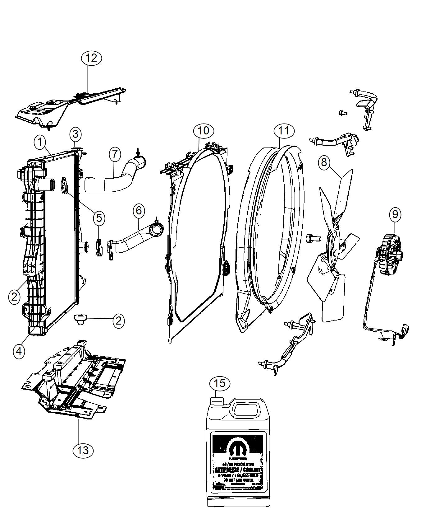 Diagram Radiator And Related Parts. for your Dodge