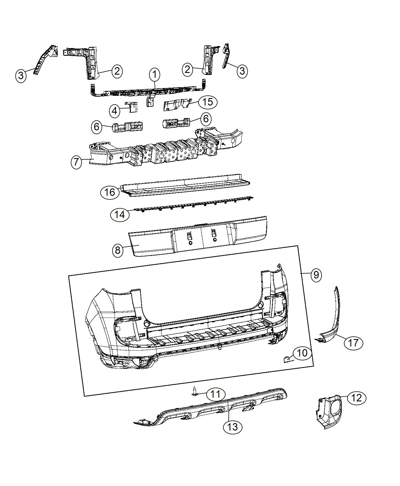 Diagram Fascia, Rear Trekking. for your 2004 Chrysler 300  M 