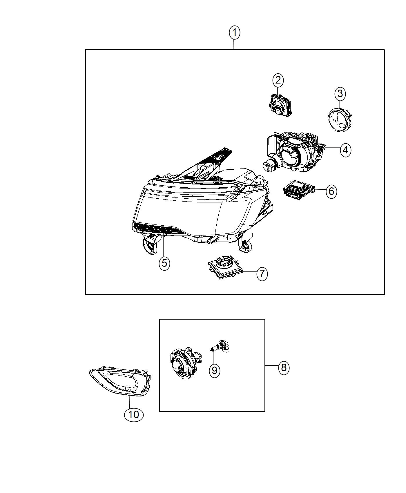 Diagram Lamps, Front. for your 2004 Chrysler 300  M 