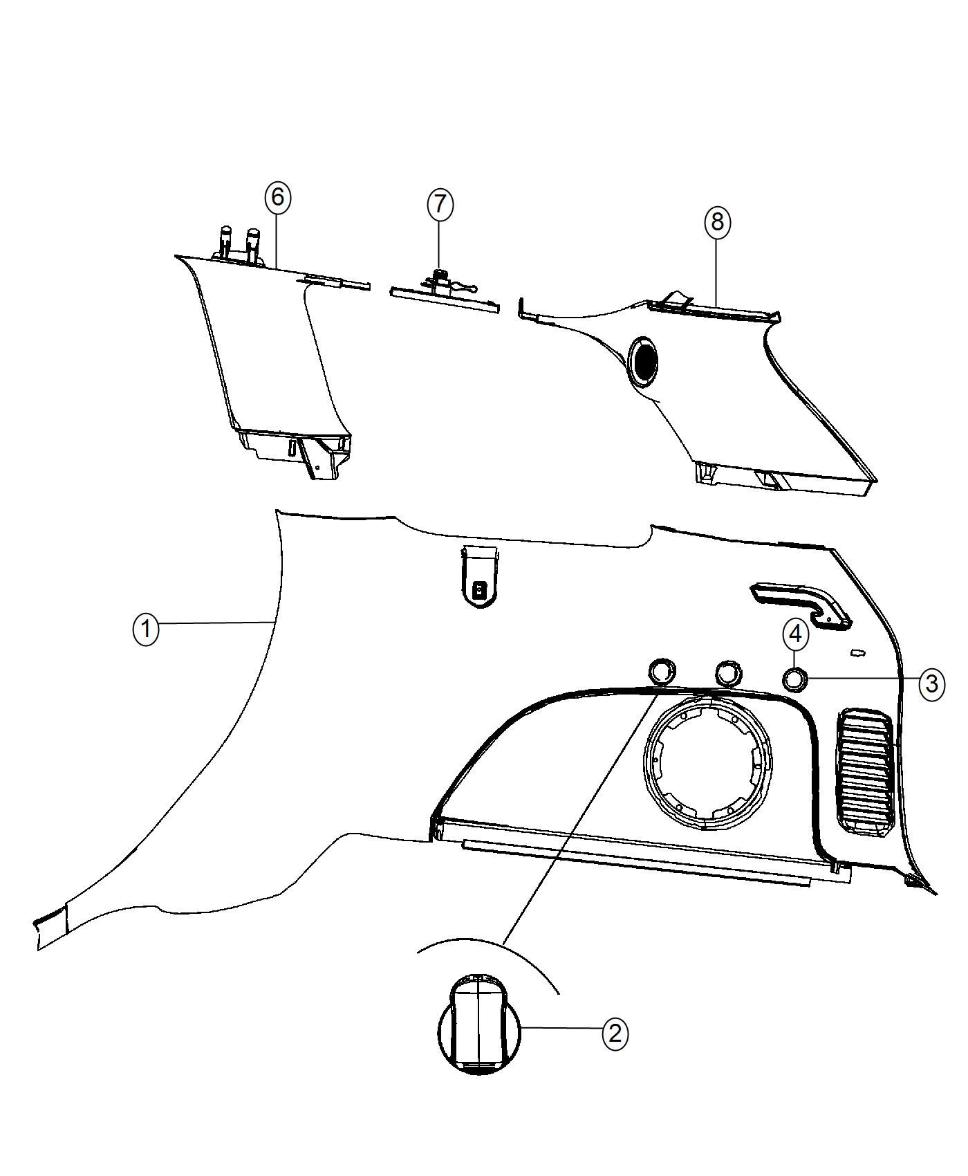 Diagram Quarter Trim Panel. for your 2000 Chrysler 300  M 