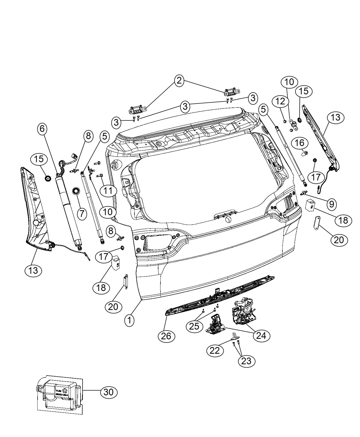 Diagram Liftgate. for your 1999 Chrysler 300  M 