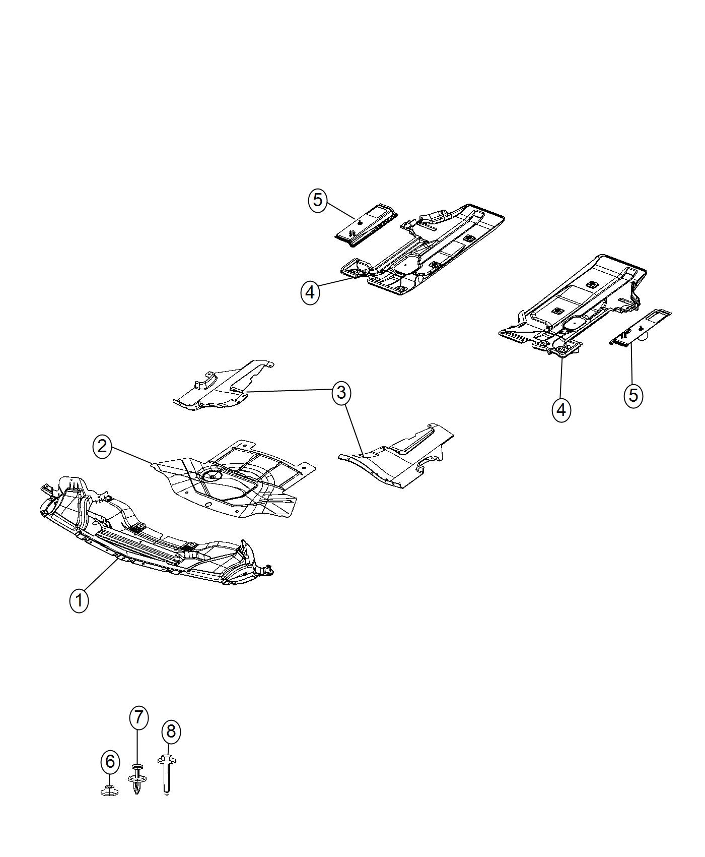 Diagram Underbody Shields. for your 2012 Dodge Charger   