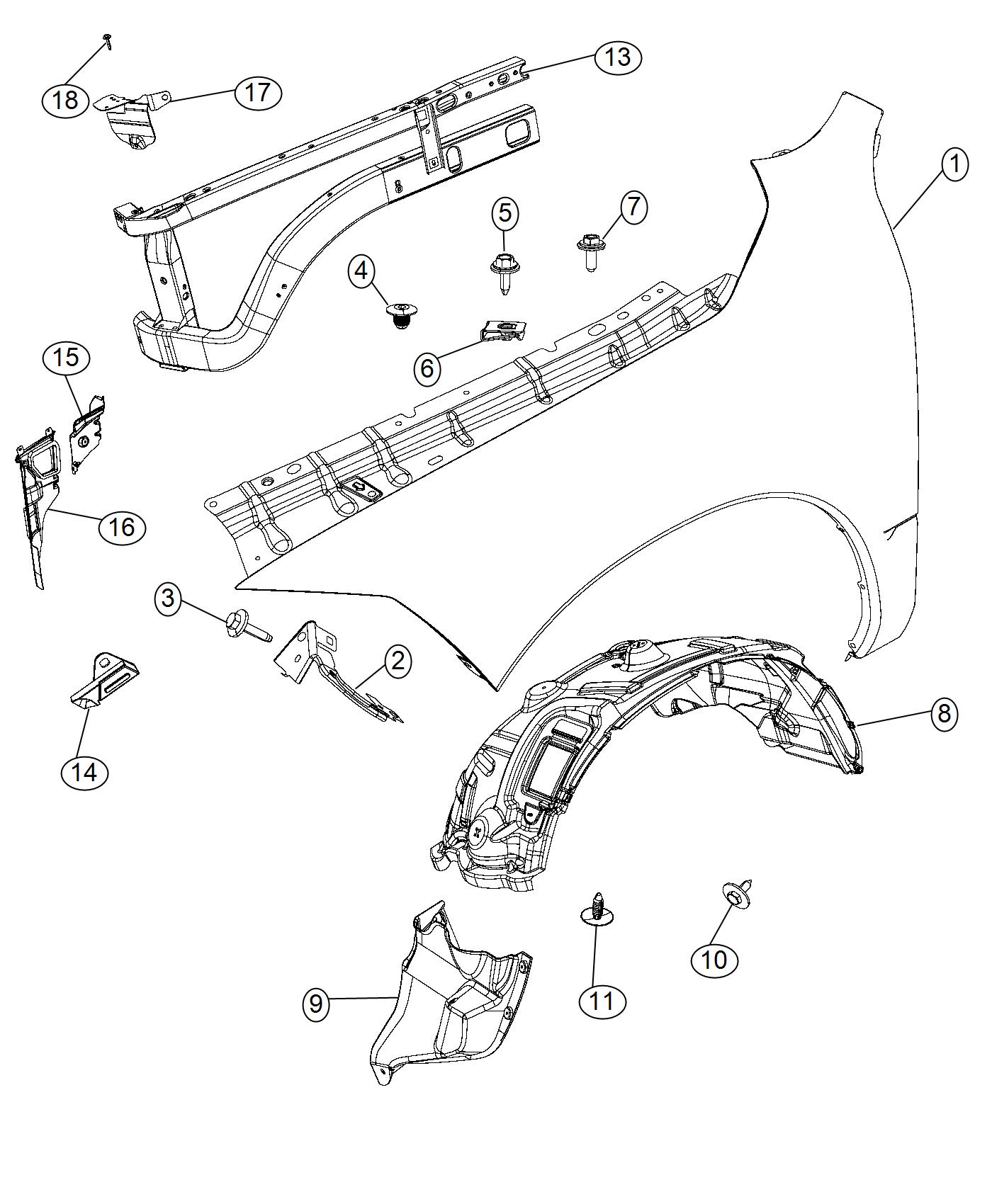 Diagram Front Fenders. for your 2000 Chrysler 300  M 