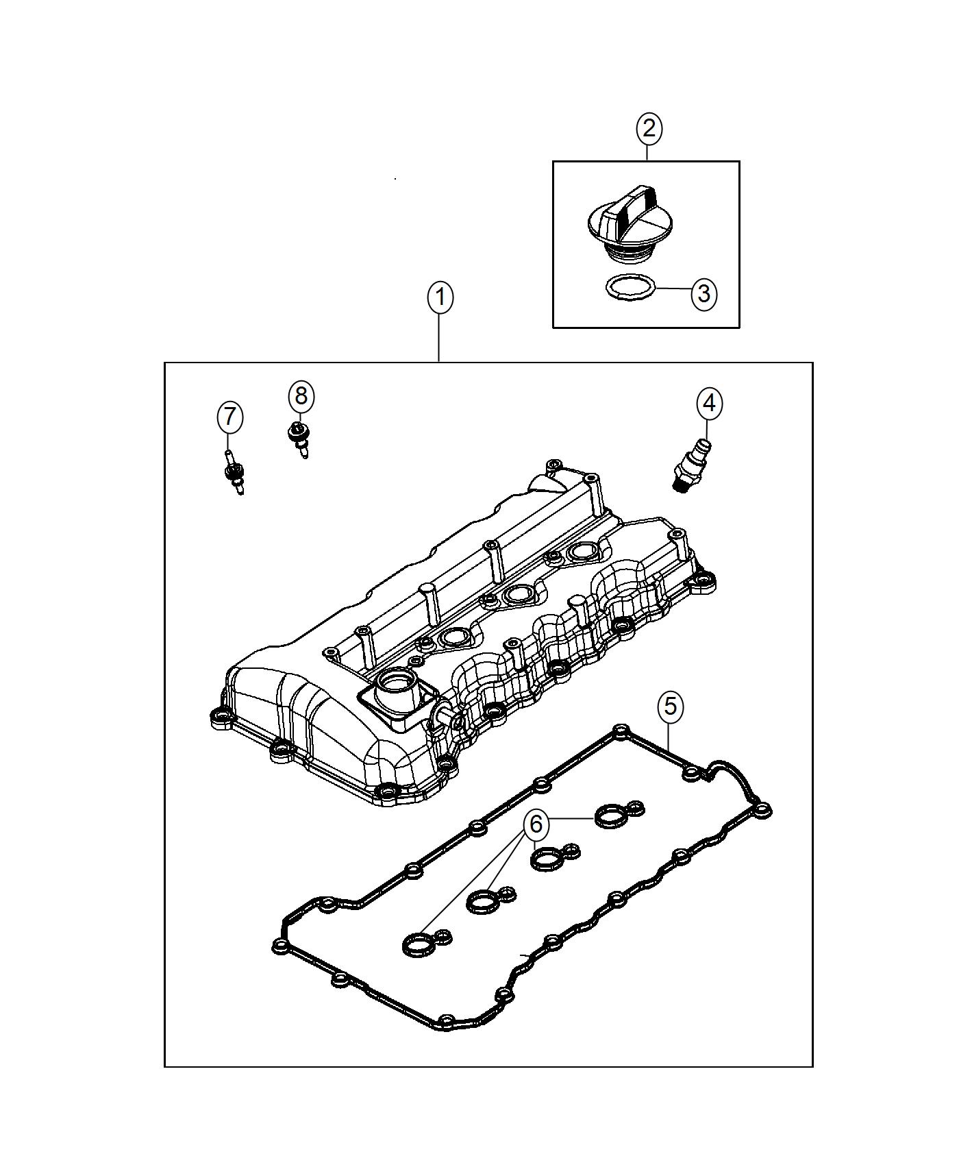 Diagram Cylinder Head Cover 2.0L. for your 2017 Jeep Cherokee   