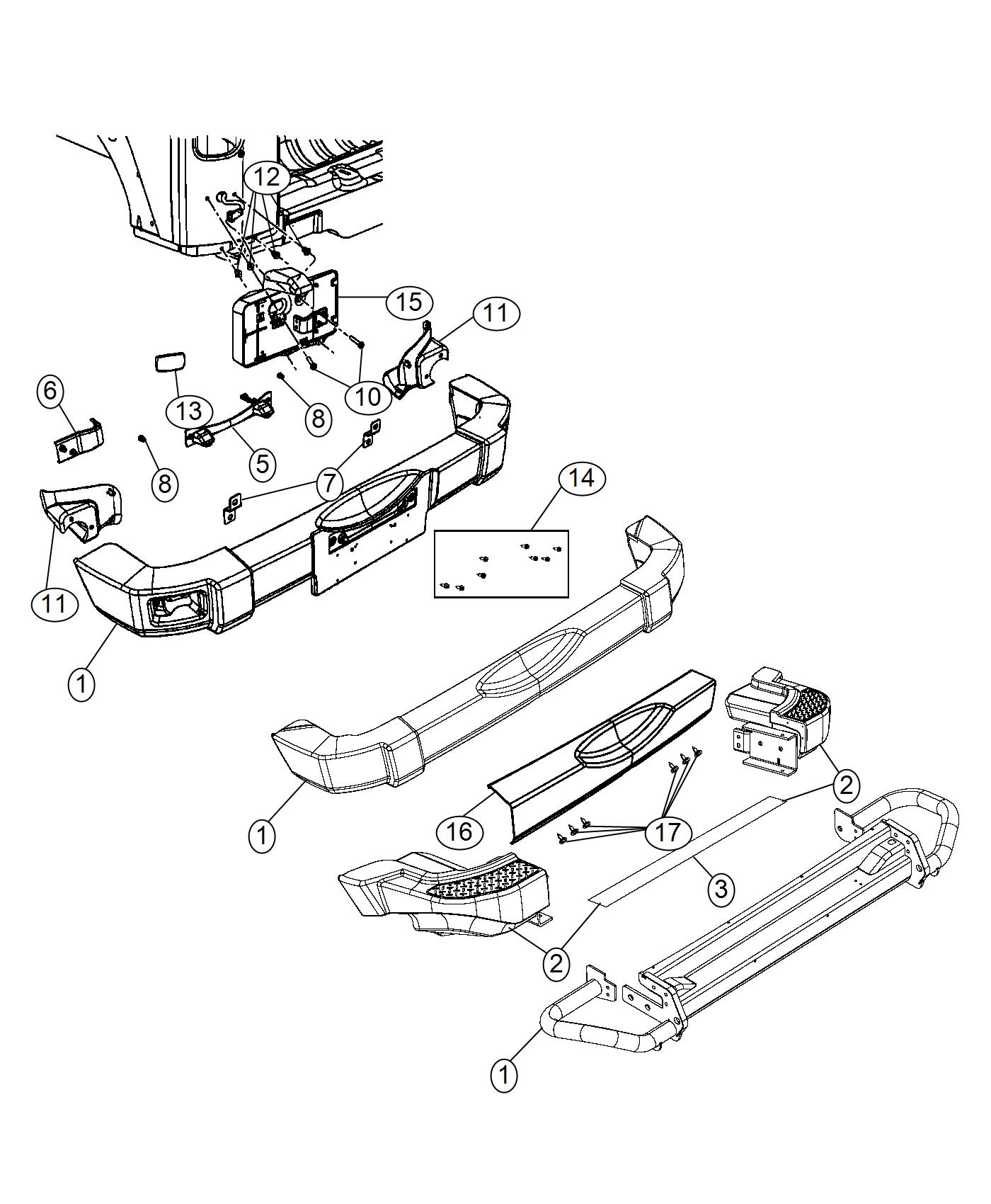 Diagram Rear Bumper. for your 2006 Jeep Wrangler   