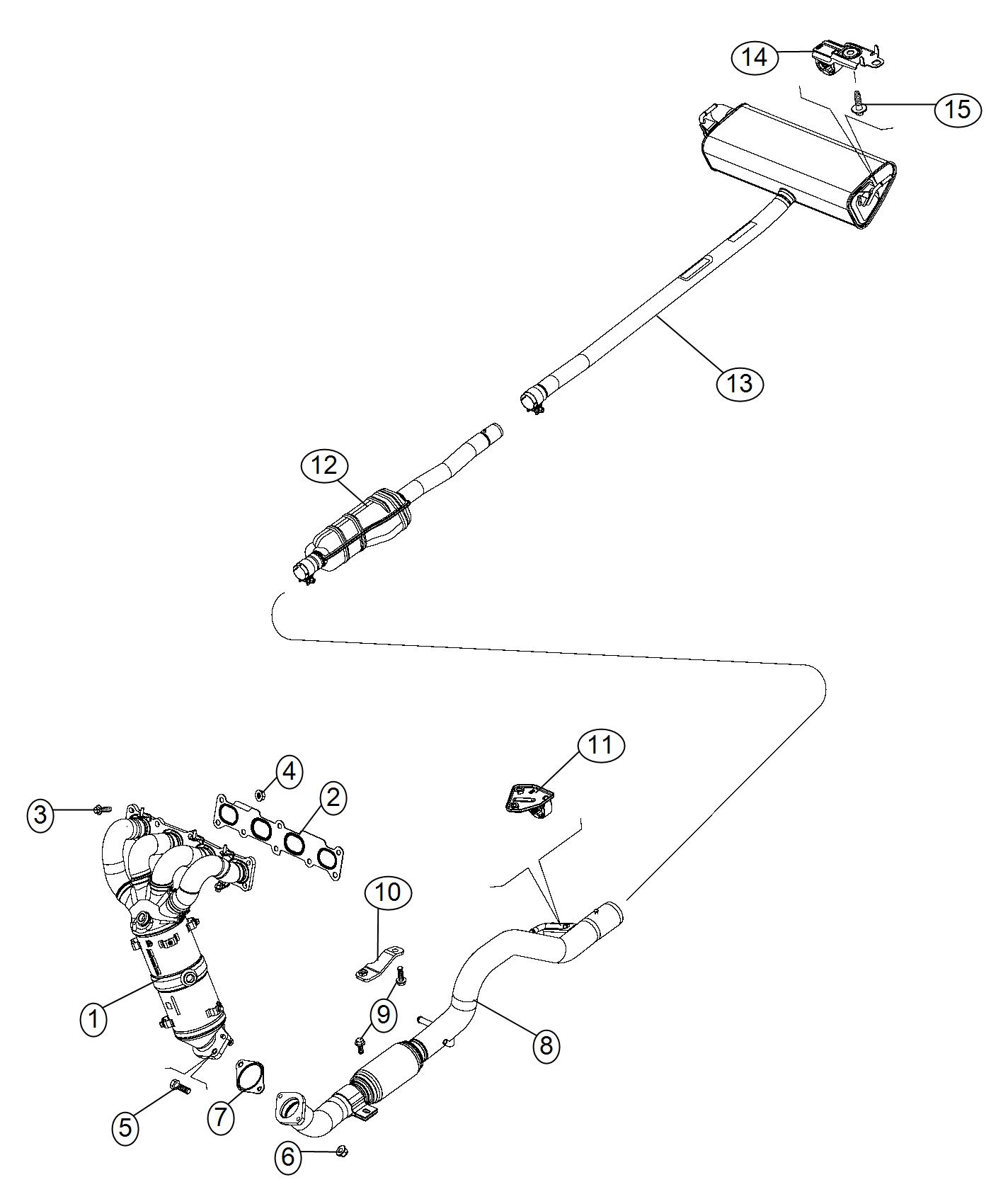 Diagram Exhaust System 2.4L. for your Fiat 500X  