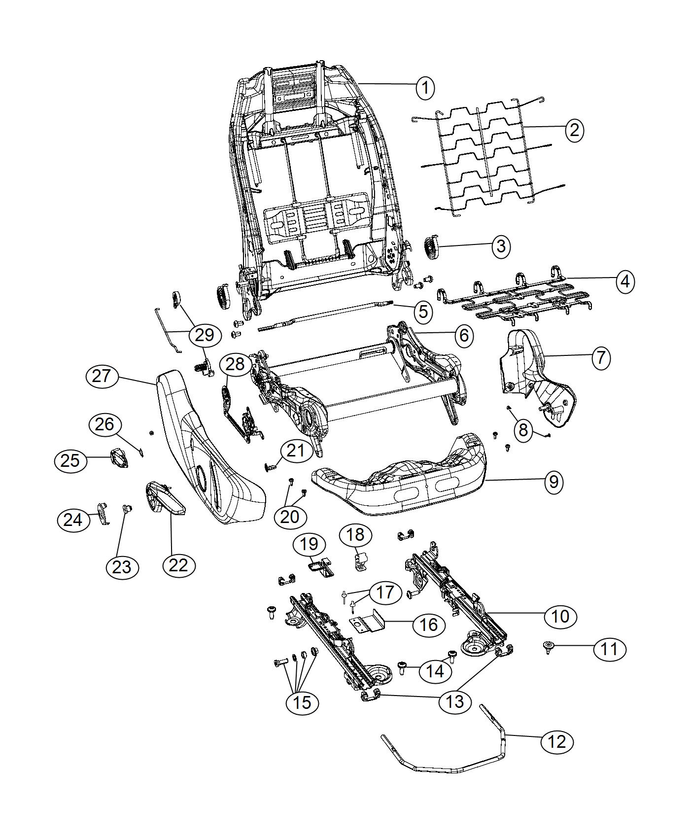 Diagram Adjusters, Recliners and Shields - Passenger Seat - Manual. for your Chrysler 300  M