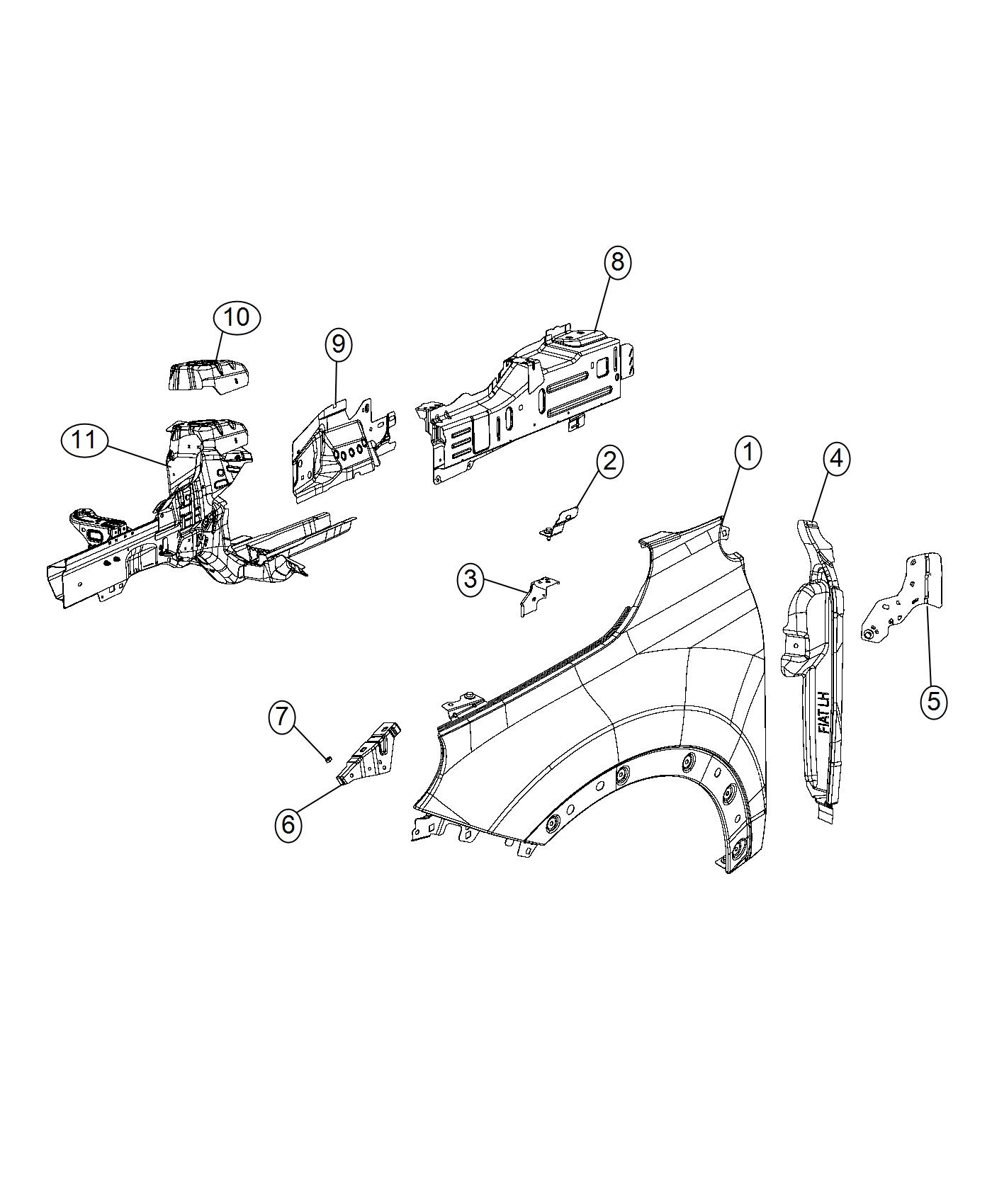 Diagram Front Fender. for your 2000 Chrysler 300  M 