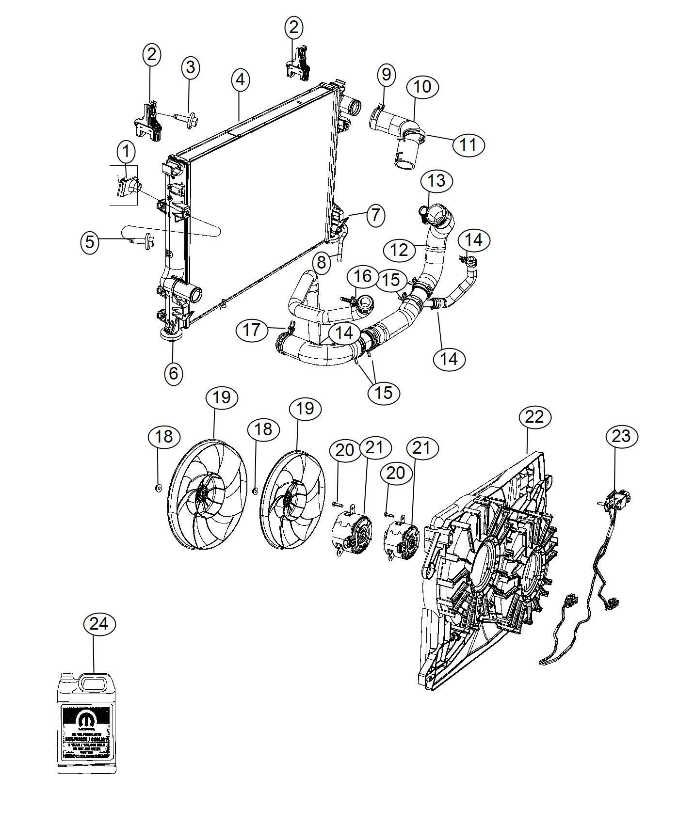 Diagram Radiator And Related Parts Dual Fan. for your Chrysler 300 M 