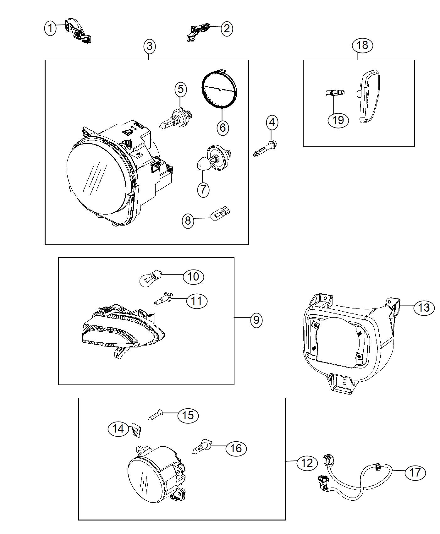 Diagram Lamps, Front. for your Jeep