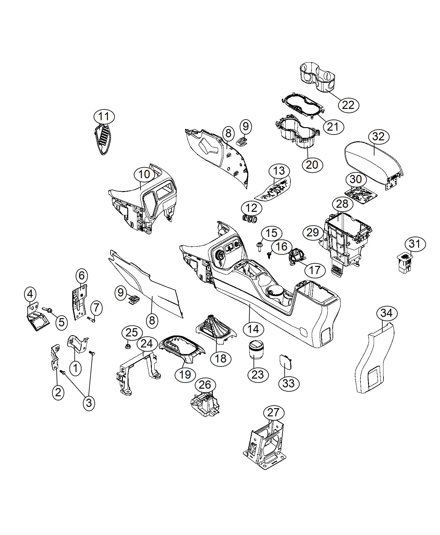 Diagram Floor Console. for your 2000 Chrysler 300  M 