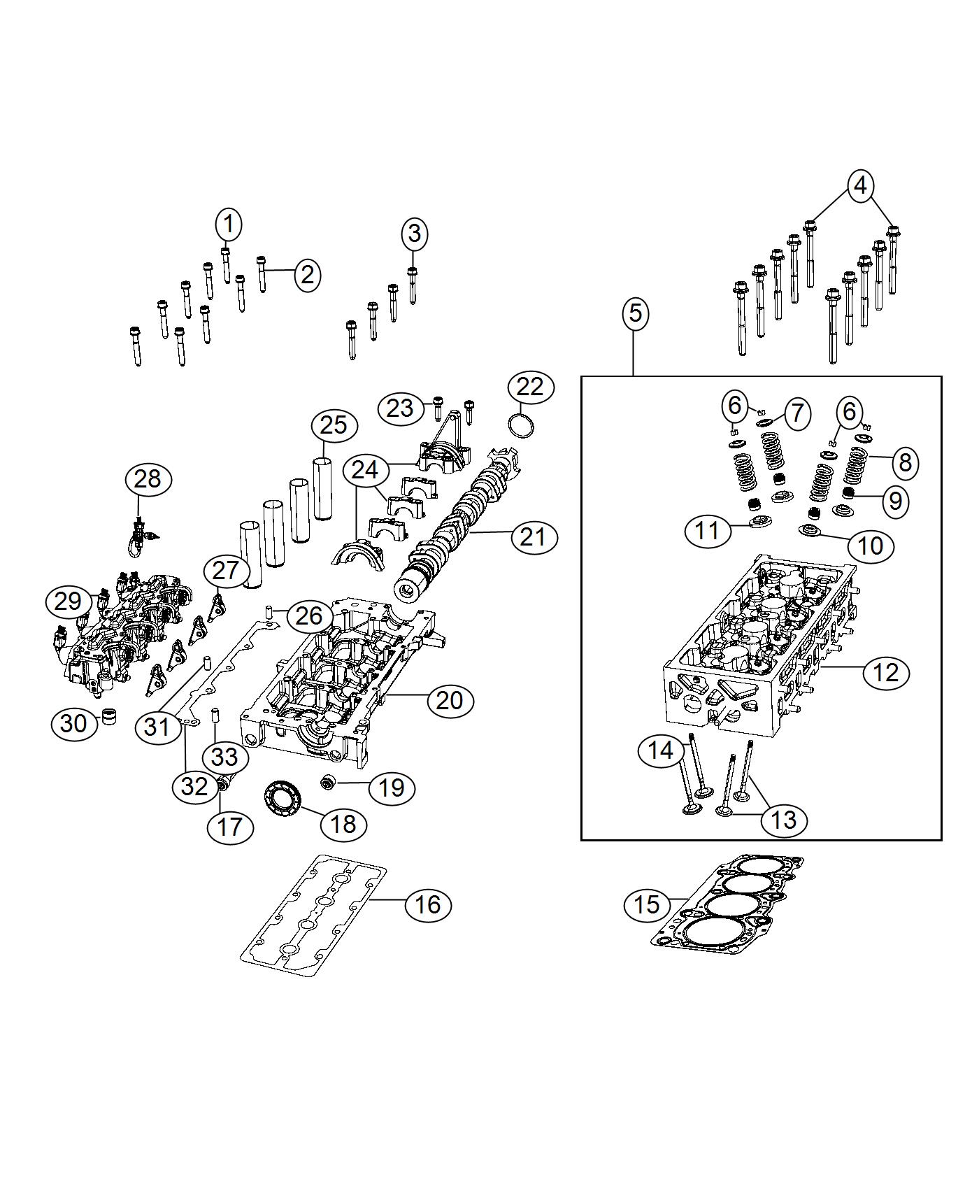 Diagram Cylinder Head 1.4L Turbocharged [1.4L I4 MultiAir Turbo Engine]. for your 2003 Chrysler 300  M 