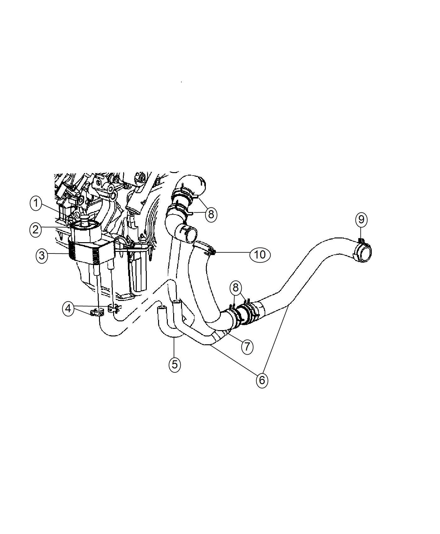 Engine Oil Cooler And Hoses/Tubes 6.4L Without MDS. Diagram