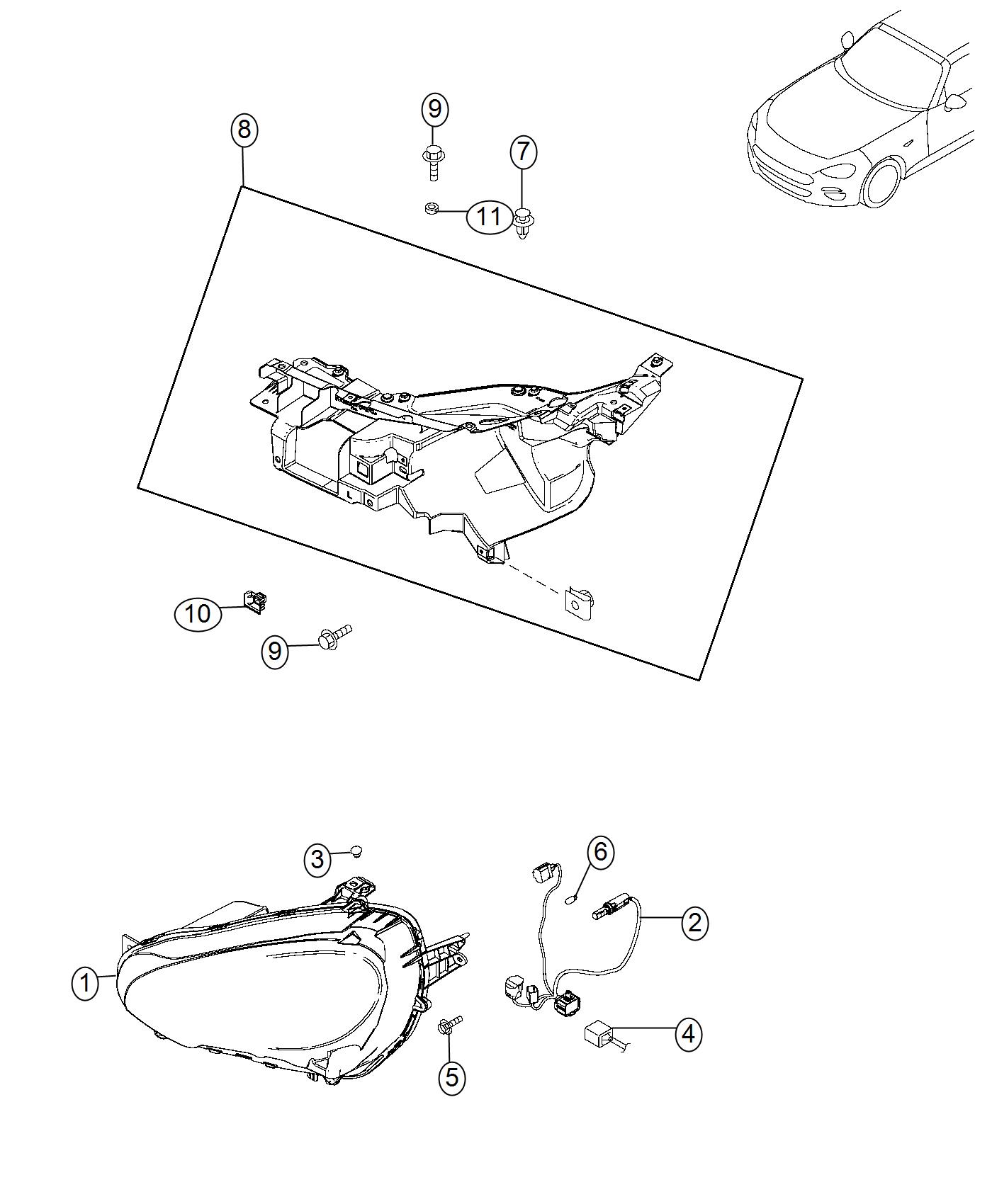 Diagram Lamp, Front. for your 2004 Chrysler 300  M 