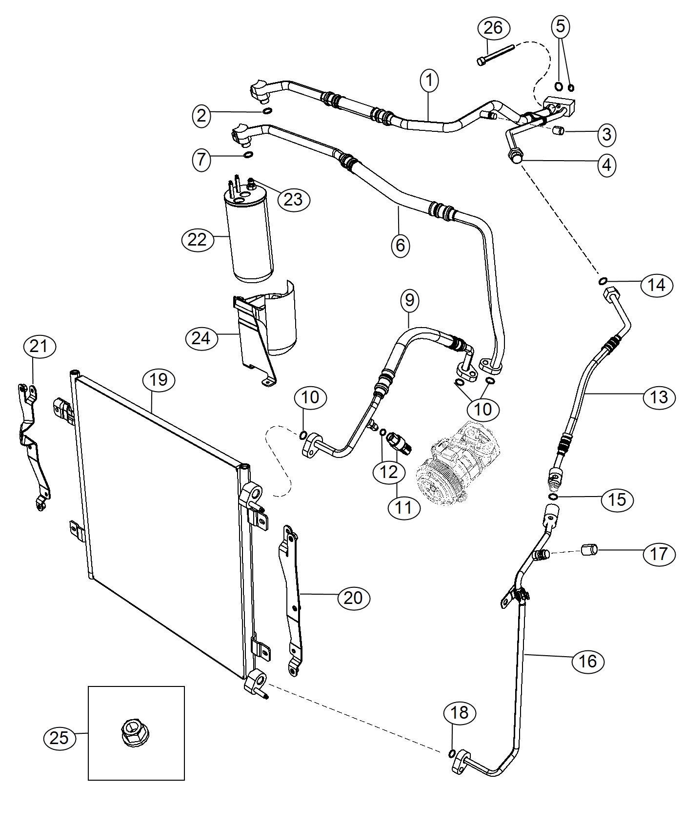 Diagram A/C Plumbing. for your Jeep Wrangler  